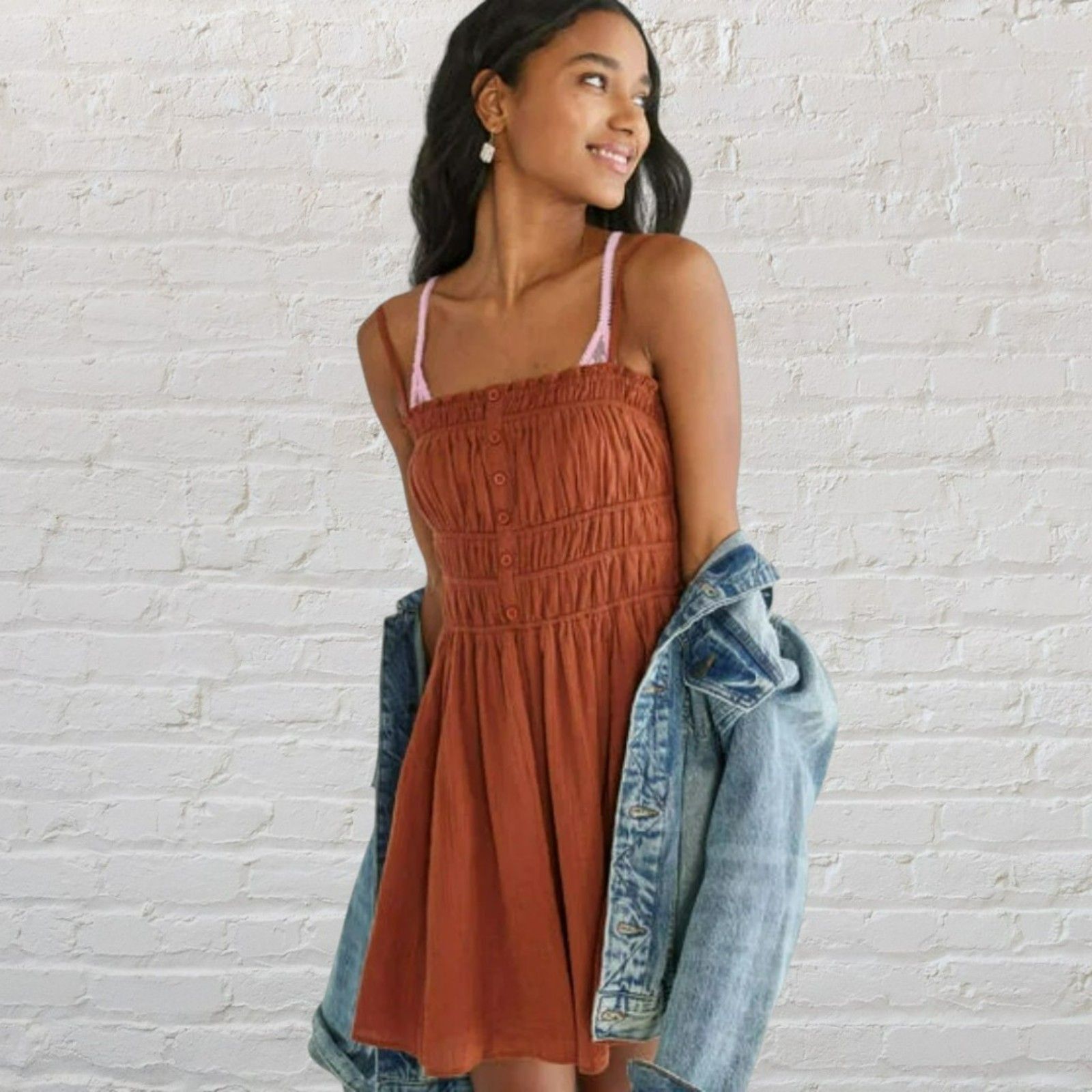 Aeropostale Aeropostale Cinnamon Smocked Mini Dress Size XL / US 12-14 / IT 48-50 - 11 Thumbnail
