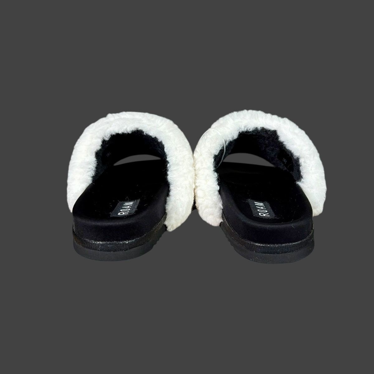 Other Roam Black Fuzzy Slide Sandals Faux White Fur Sz 5.5 -6 Size US 5.5 / IT 35.5 - 8 Thumbnail