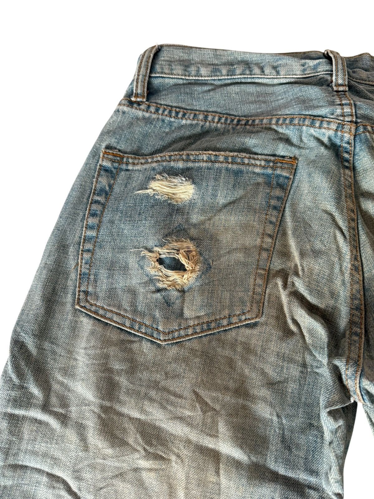 Japanese Brand Japanese Ykk New Max Faded Distressed Rare Design Denim Size US 29 - 15 Thumbnail