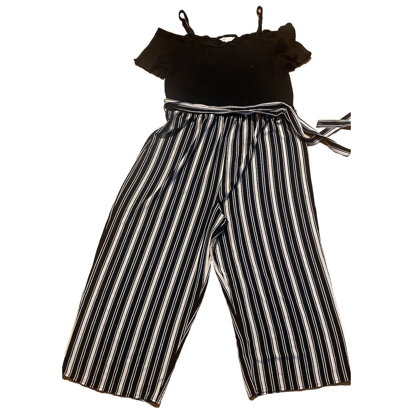 Other Jumpsuit Womens 3X Black & white Striped Ankle Wide Leg Size 38" / US 16 / IT 52 - 7 Thumbnail