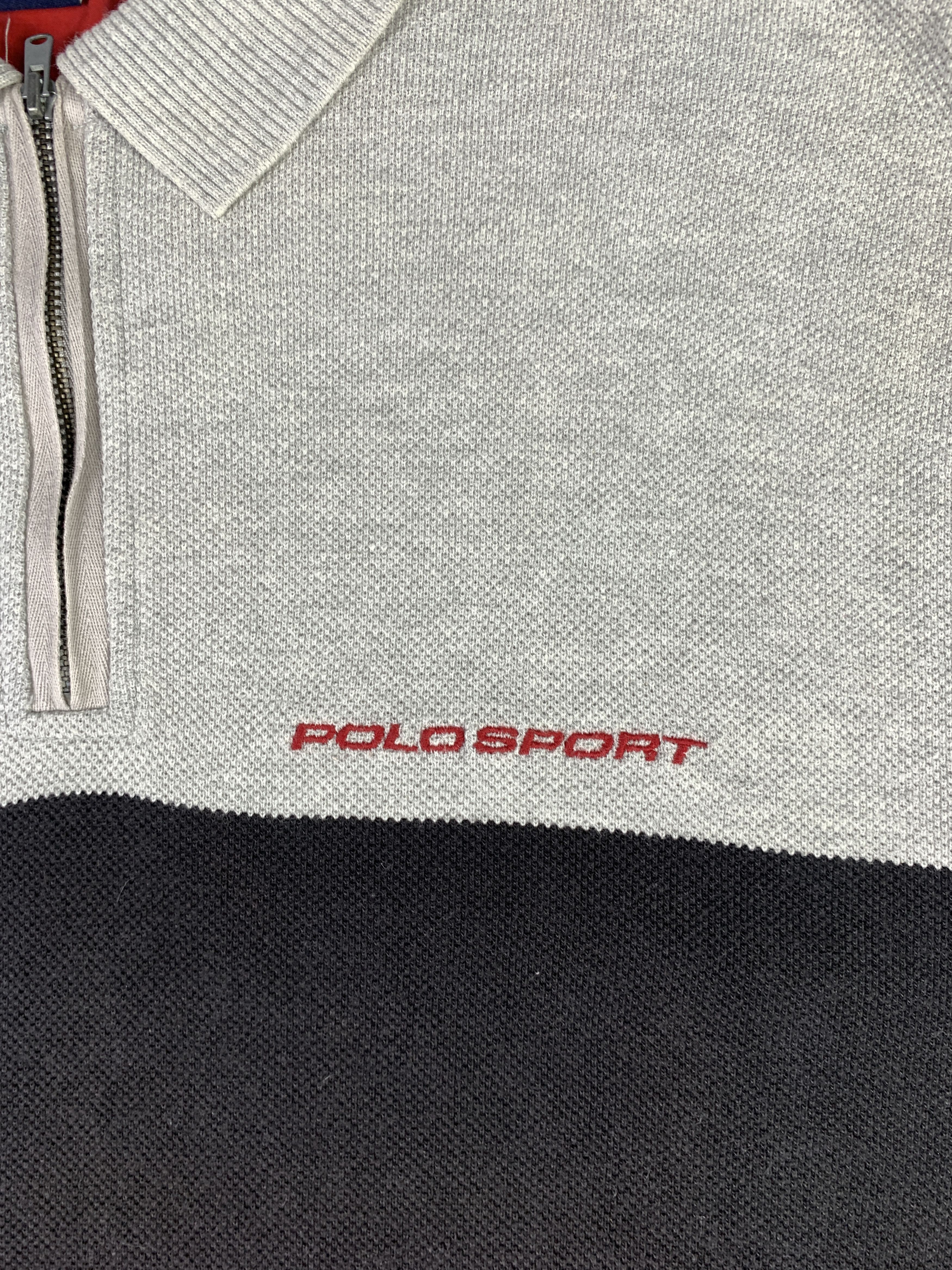 Polo Ralph Lauren 2000s Polo Sport Gray Stripes Zip Polo (Fit L) Size US M / EU 48-50 / 2 - 2 Thumbnail