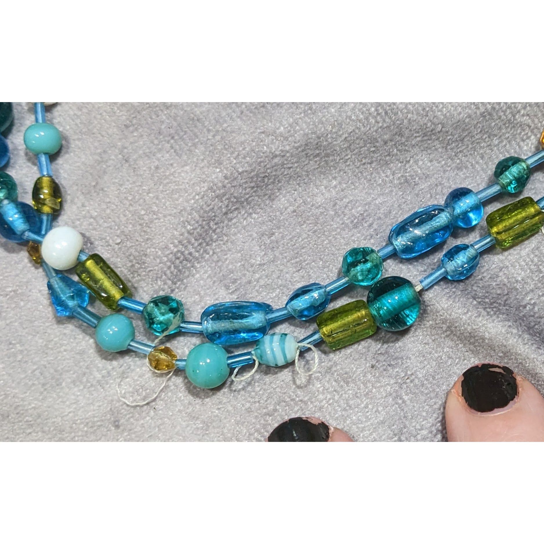 Other Handmade Cool Tone Glass Beaded Extra Long Necklace Size ONE SIZE - 3 Thumbnail