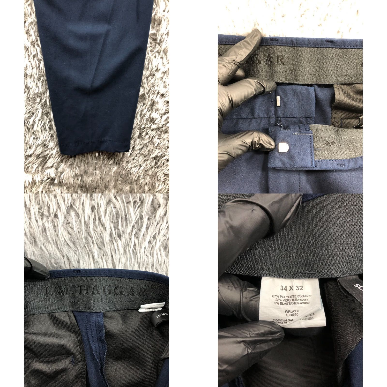 Haggar Haggar Slim Fit Dress Pants Mens 34x32 Blue Hook Eye Slim Straight 5-Pocket Cotton Nylon Casual Formal Business Mens Size US 34 / EU 50 - 8 Thumbnail