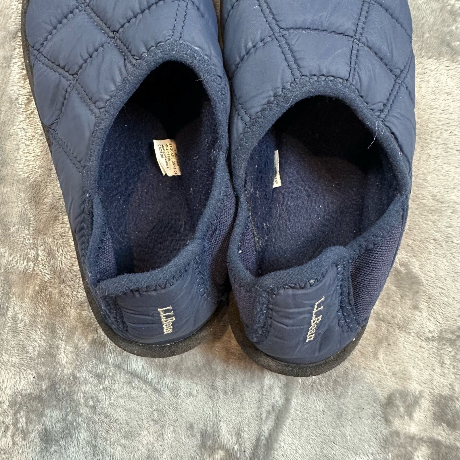 L.L. Bean LL Bean Navy Blue Quilted Slippers Slides Slip On Shoes 7 7M Size US 7 / IT 37 - 4 Thumbnail
