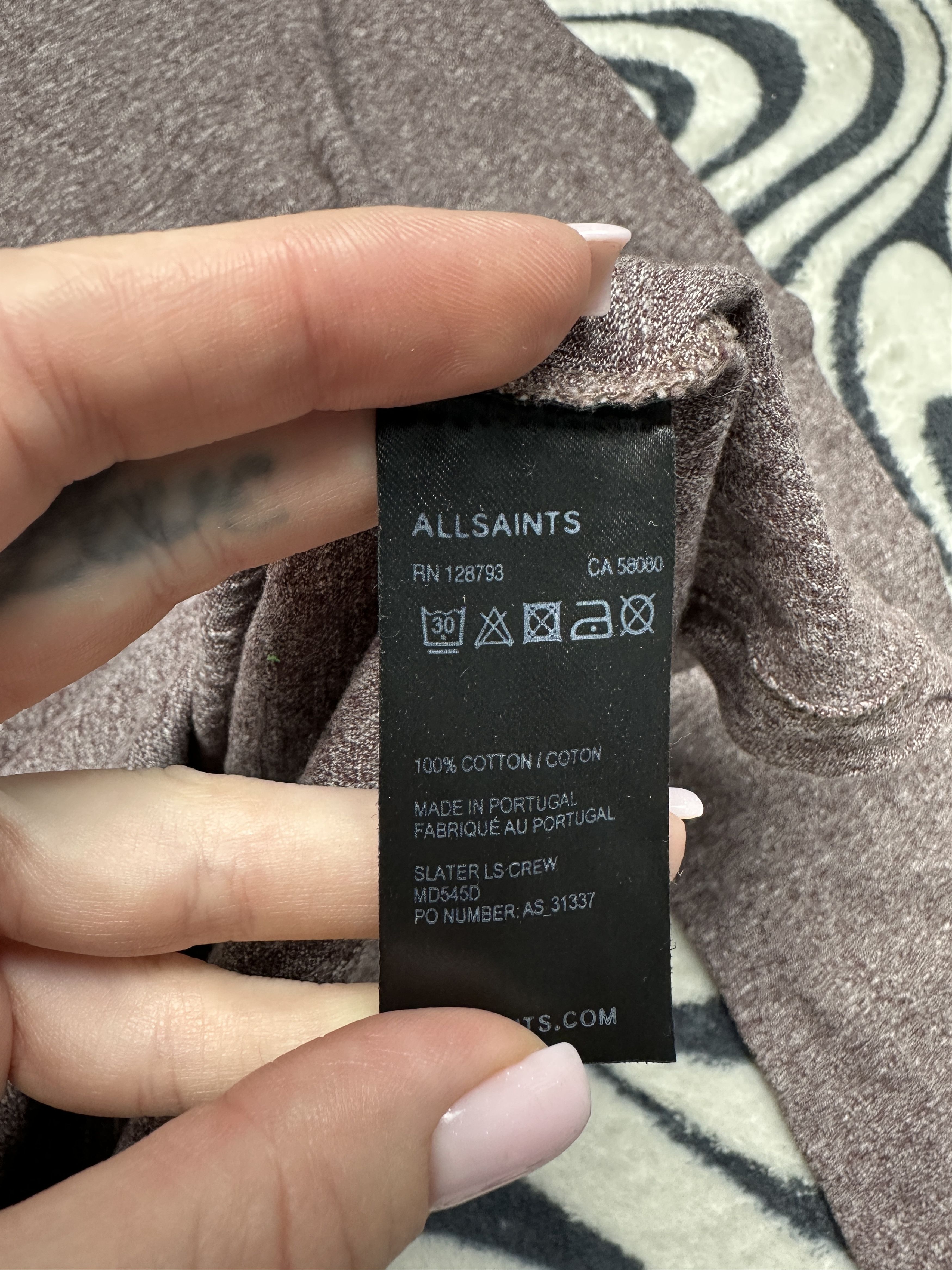 Allsaints Allsaints Mens Slater Crew Neck Long Sleeve T-Shirt Size US M / EU 48-50 / 2 - 4 Thumbnail