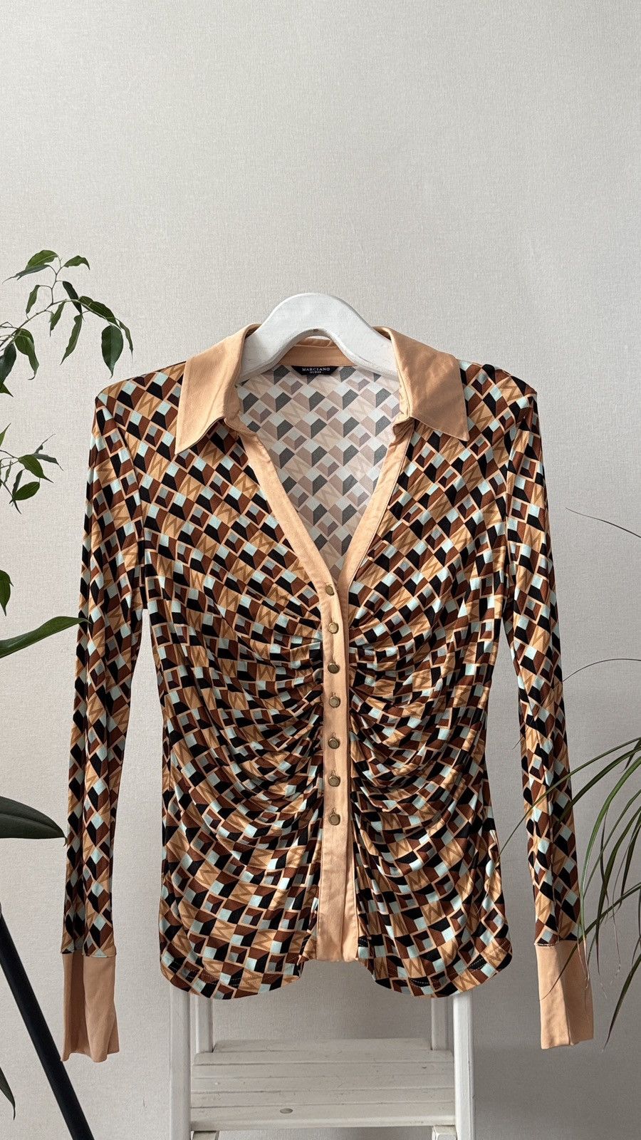 Georges Marciano Guess Vintage shirt geometric print 70s Gucci Versace Style Size L / US 10 / IT 46 - 1 Thumbnail