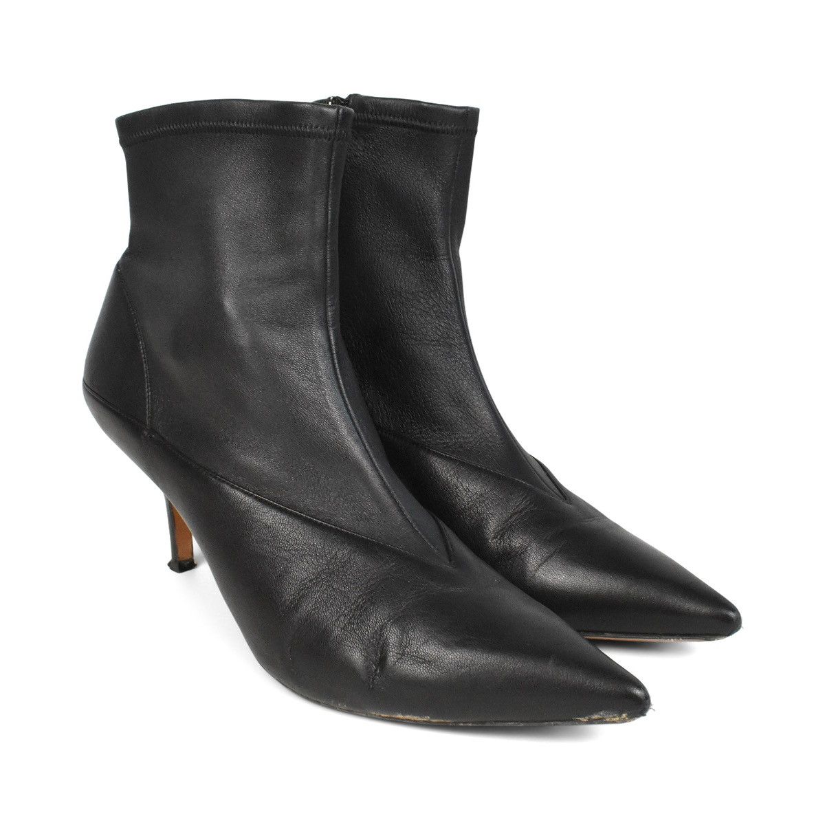 Celine Celine Black Leather Heel Boots Size US 9.5 / IT 39.5 - 2 Thumbnail