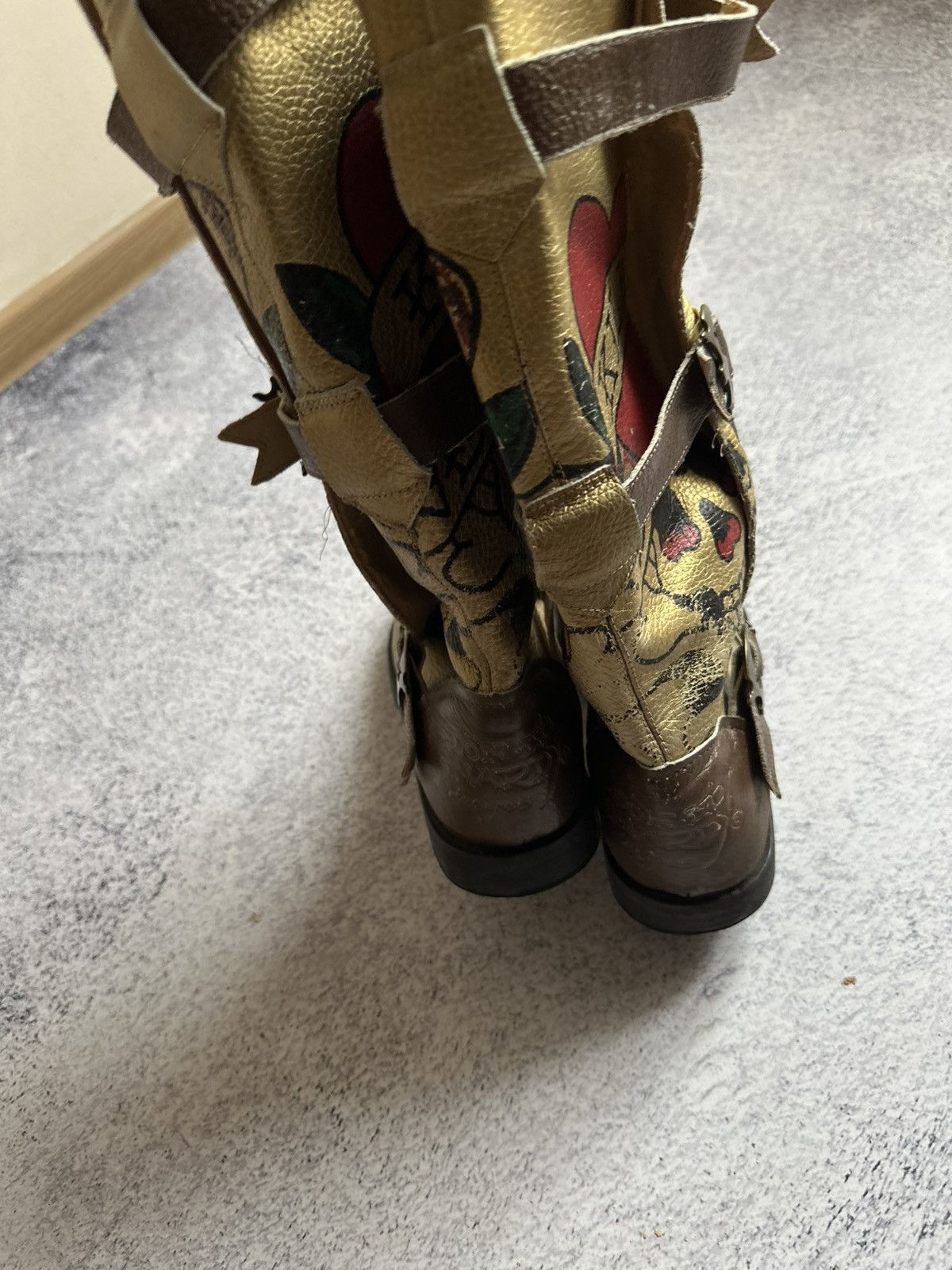 Ed Hardy RARE ED HARDY “Love Kills” Dagger Combat Motorcycle Boot Size US 10 / IT 40 - 8 Thumbnail
