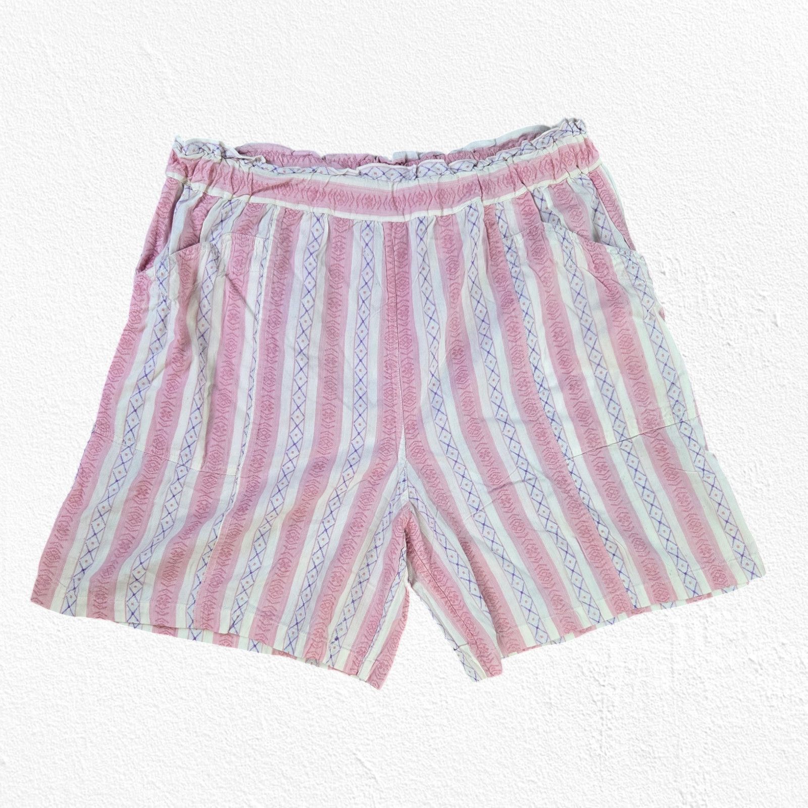 Vintage Vintage Pink White Striped Bermuda Shorts Size 20 Size 42" / US 20 - 2 Thumbnail