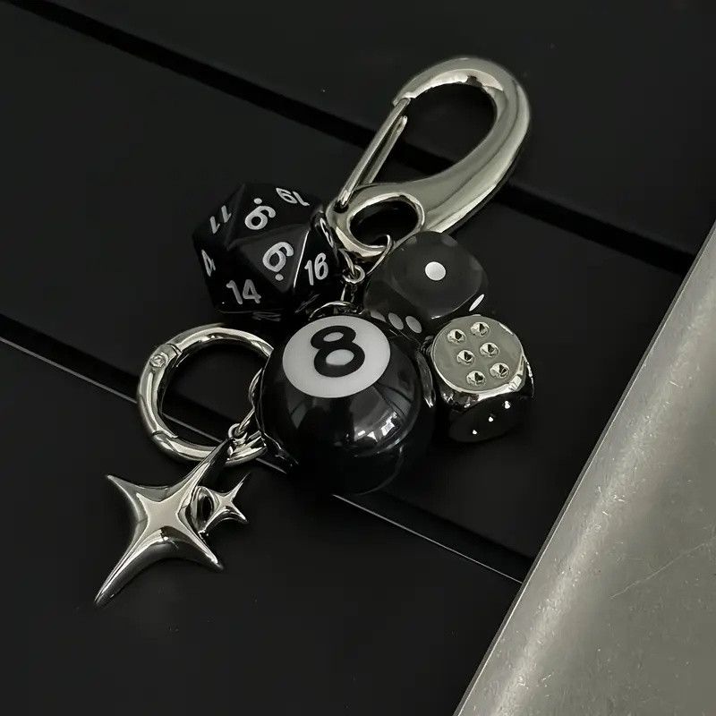 Other Star Dice Black Eight Ball Pendant Ornaments Keychain Size ONE SIZE - 1 Thumbnail