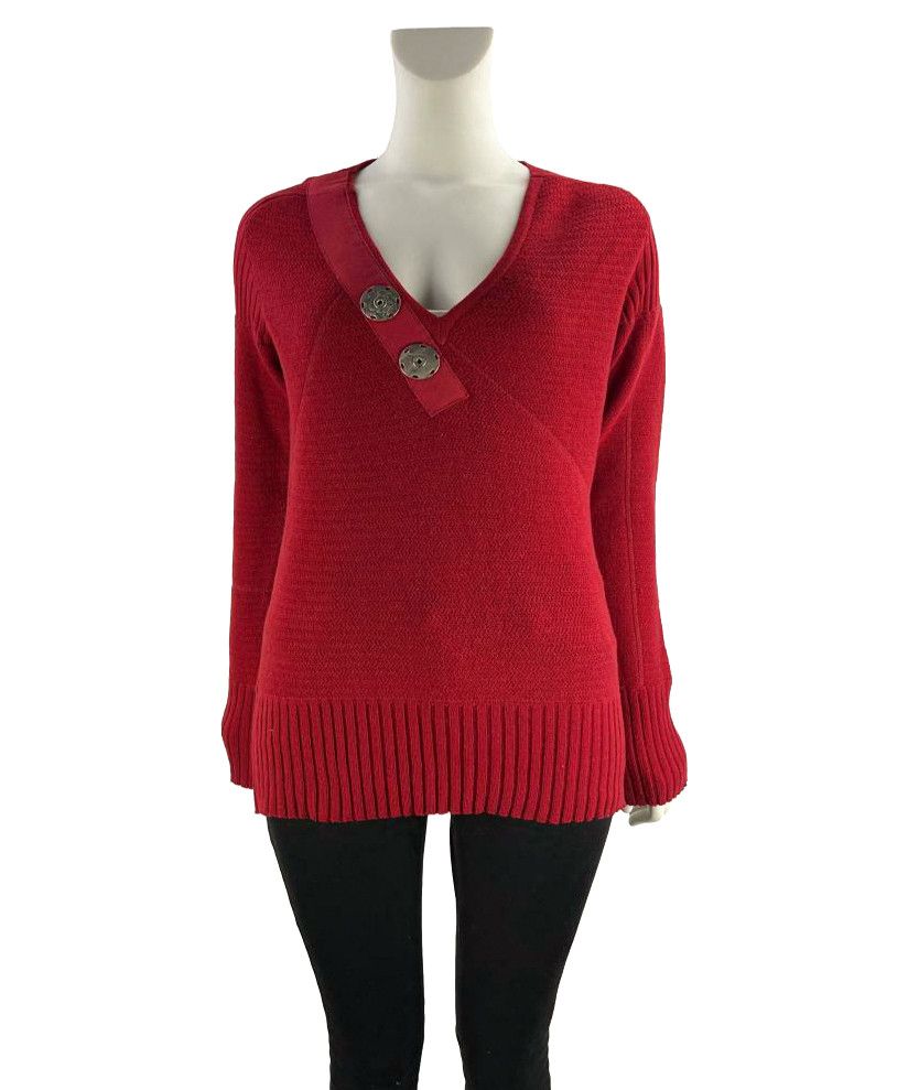 Dior DIOR Sweater Wool Knit V Neck Red Metal Logo Vintage Size M / US 6-8 / IT 42-44 - 4 Thumbnail