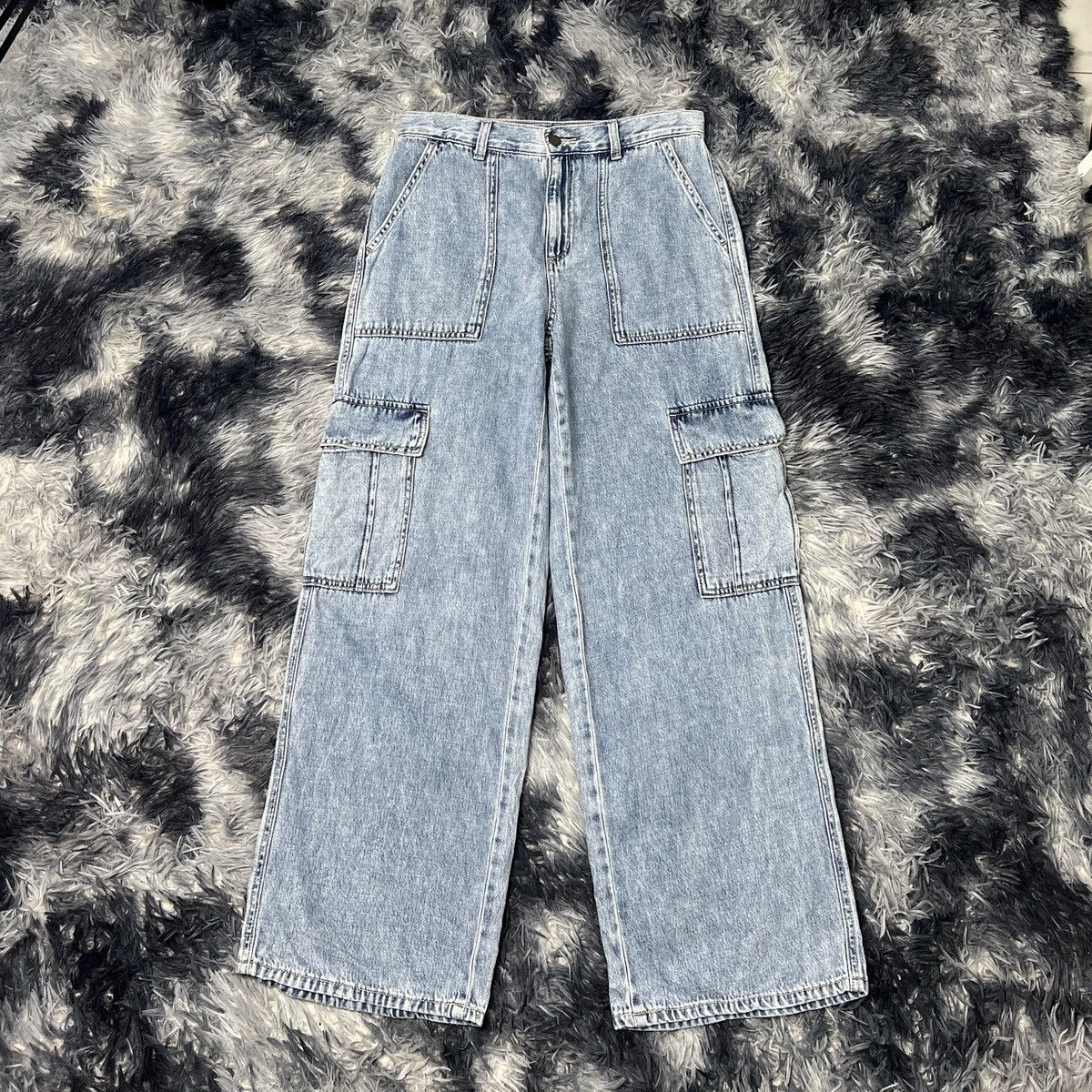 GU GU Wide Loose Baggy Denim Cargo Pants Size US 29 - 1 Thumbnail