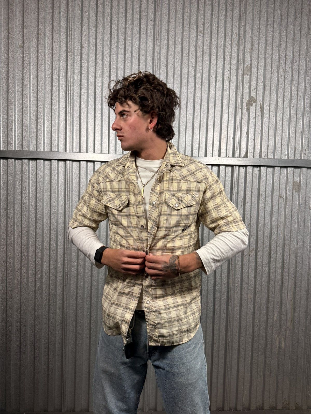 Wrangler Vintage Ripzone Western Pearl Snap Button Up Plaid Shirt Size US M / EU 48-50 / 2 - 1 Thumbnail