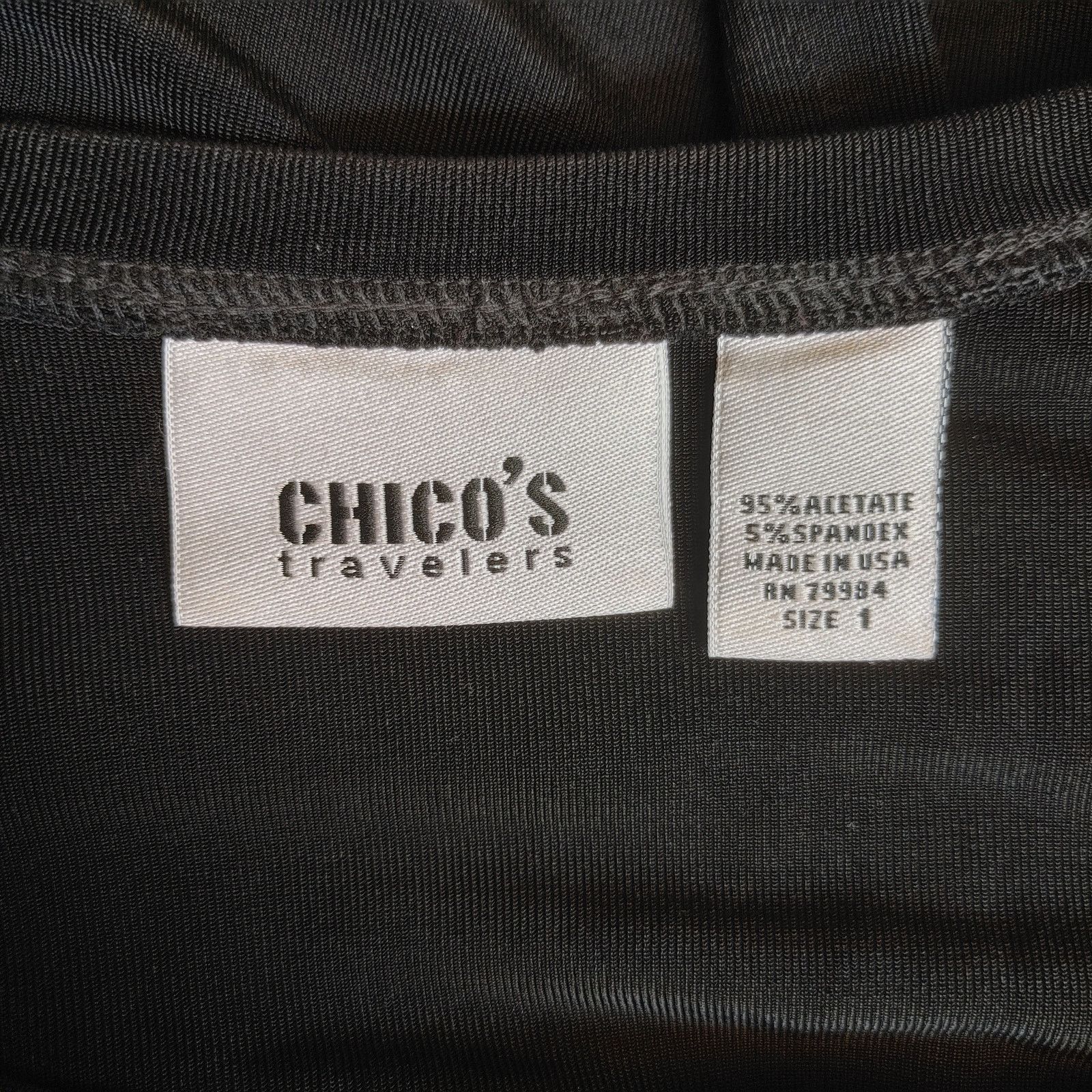Chicos Chicos Travellers Women 1 Black Velour Ribbed LongSleeve Top Size M / US 6-8 / IT 42-44 - 3 Thumbnail