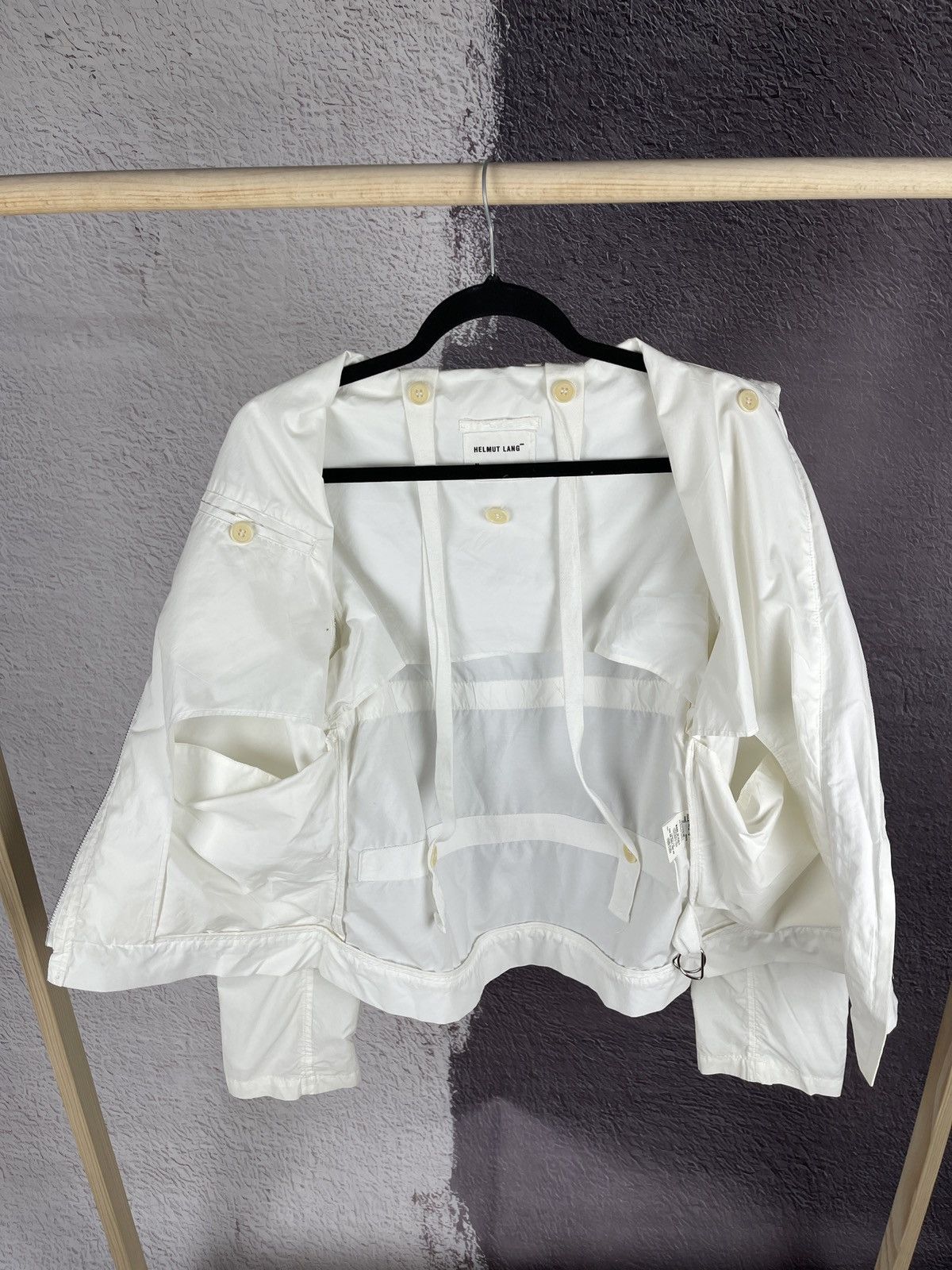 Other Helmut Lang 2000 Resinated Cotton Bondage Biker Jacket white Size M / US 6-8 / IT 42-44 - 14 Thumbnail