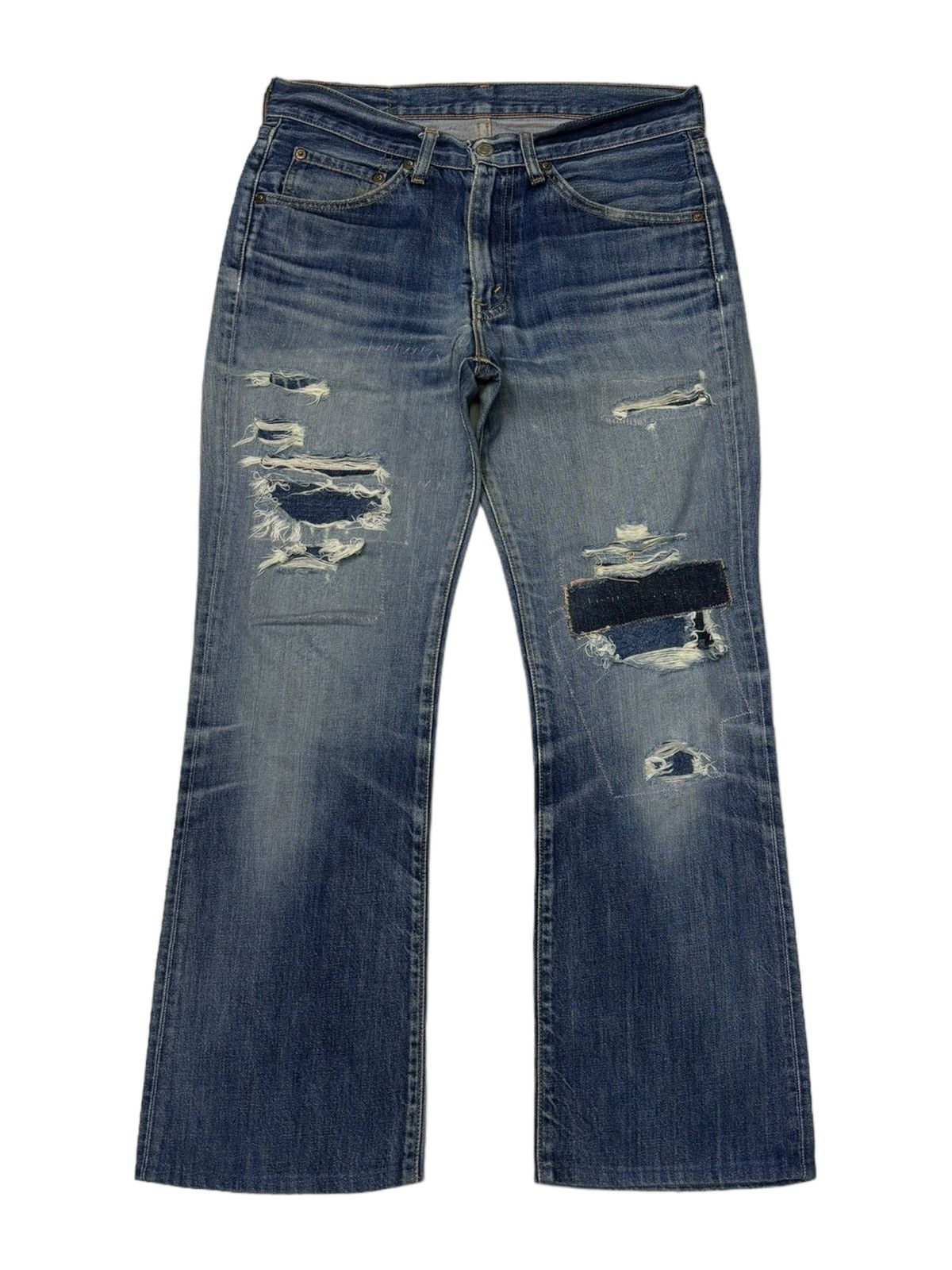 Levi's VINTAGE LEVIS 517 PATCHWORK DISTRESS FLARE JEANS Size US 32 / EU 48 - 2 Thumbnail