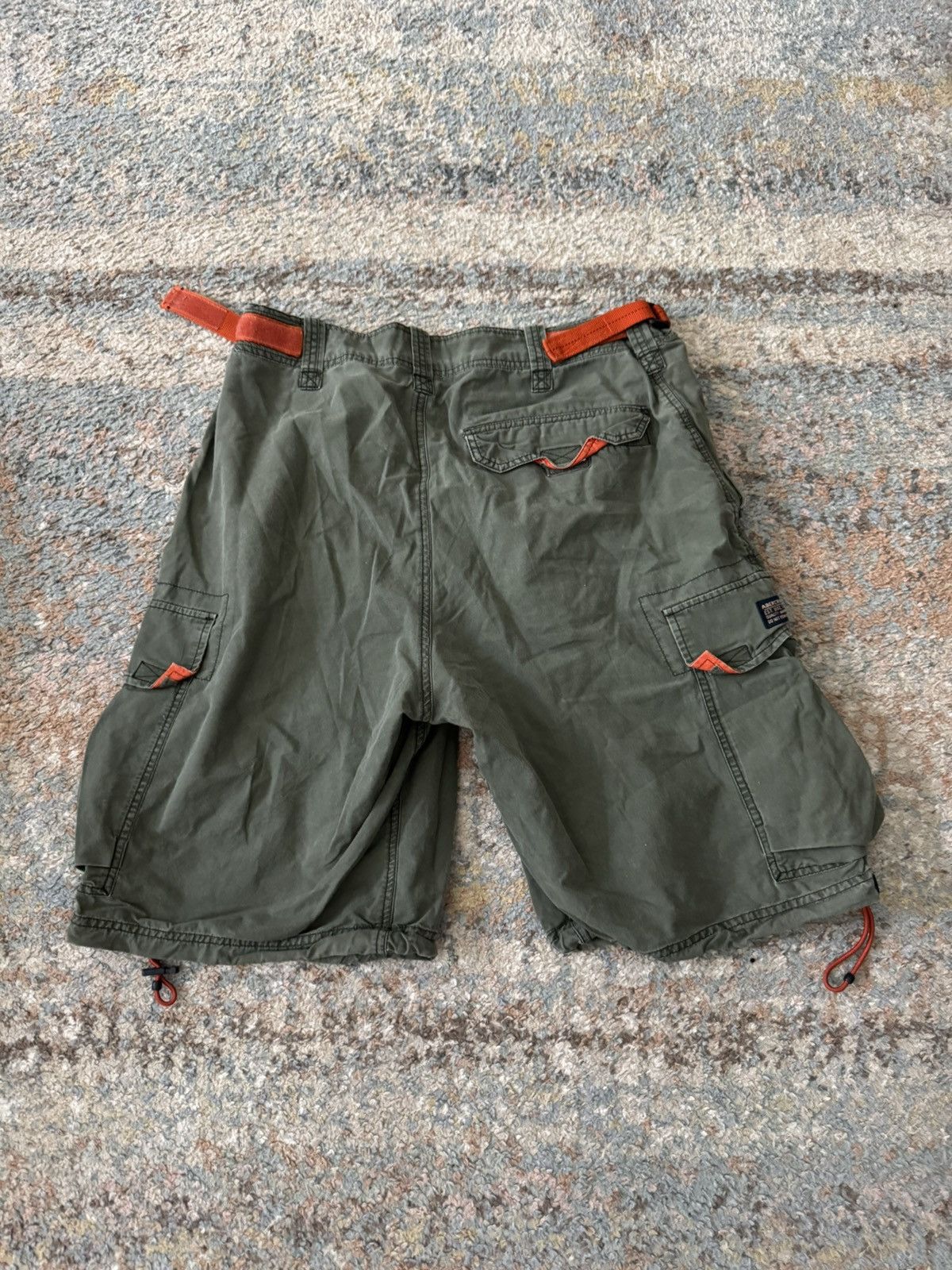 American Eagle Outfitters VTG Y2K Abercrombie Cargo Green Paratrooper Shorts 32 Orange Size US 32 / EU 48 - 9 Thumbnail