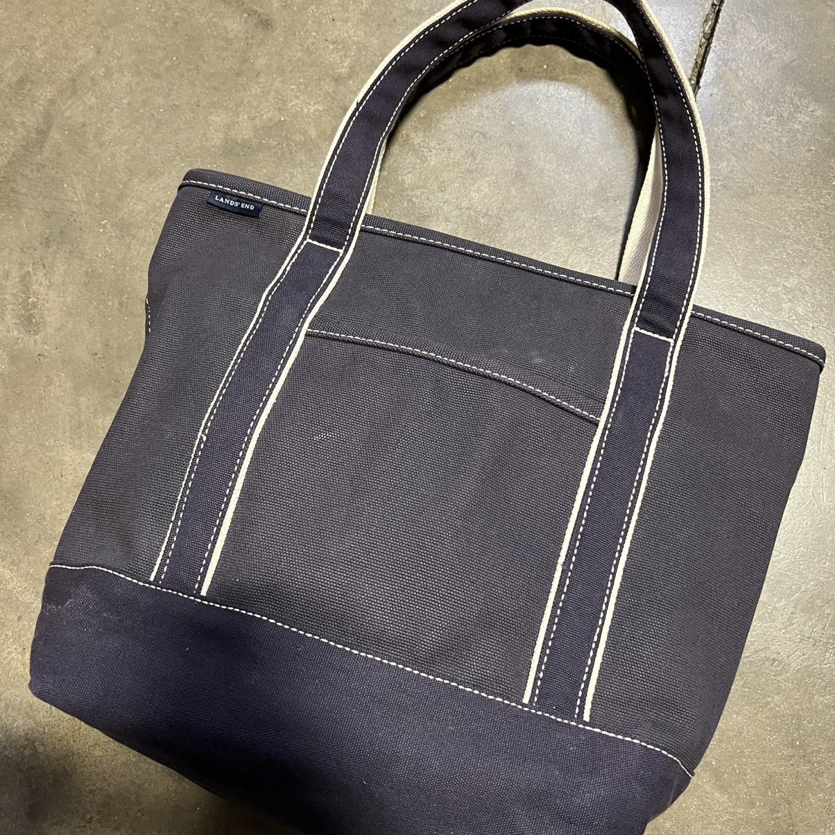 L.L. Bean Vintage Lands End Canvas Boat Tote Bag Dark Navy USA 90s Size ONE SIZE - 4 Thumbnail