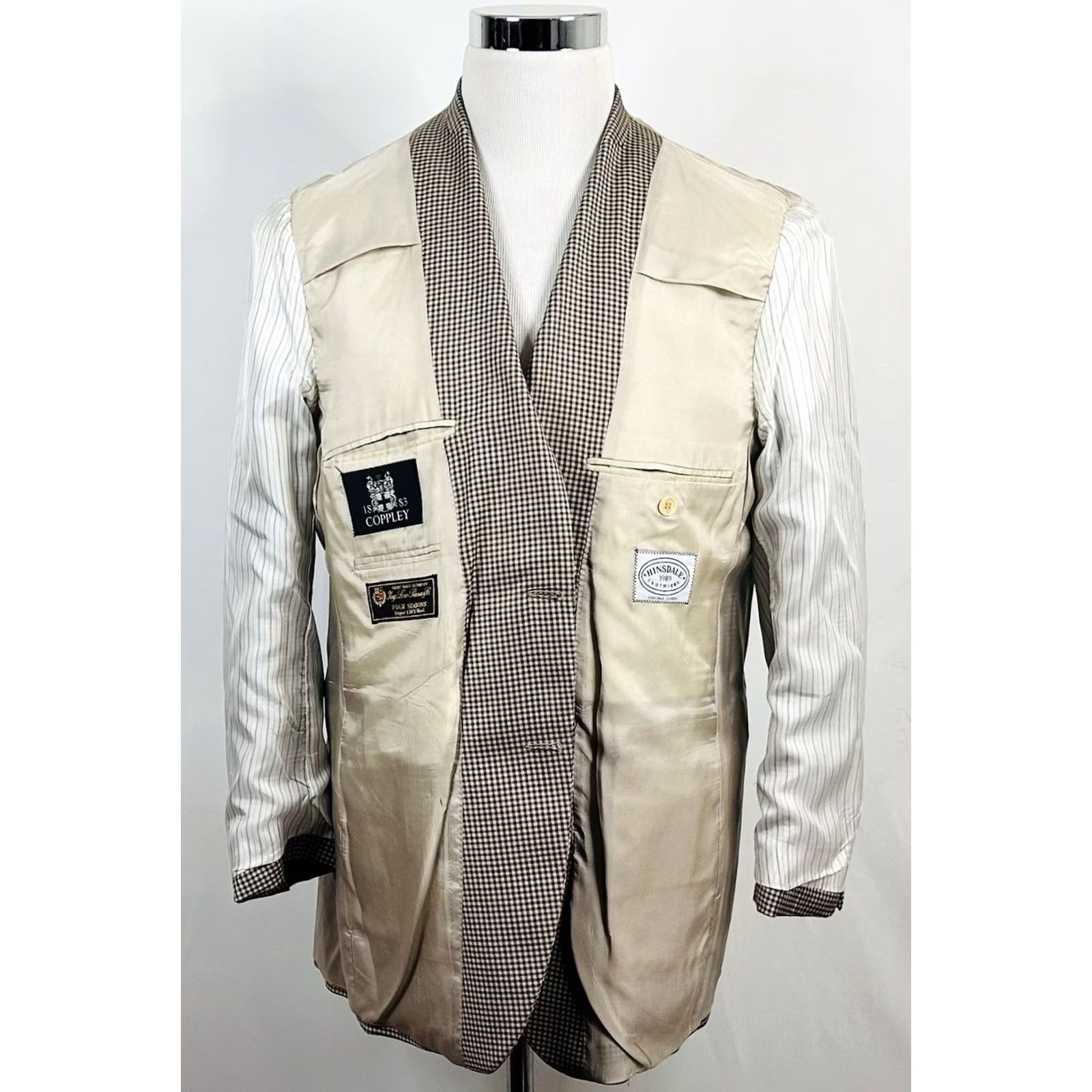 Loro Piana Coppley Sport Coat 42R Wool Beige Plaid Two Button JACKET Mens Regular 42 Loro Piana Four Seasons No N/A Size US XS / EU 42 / 0 - 7 Thumbnail