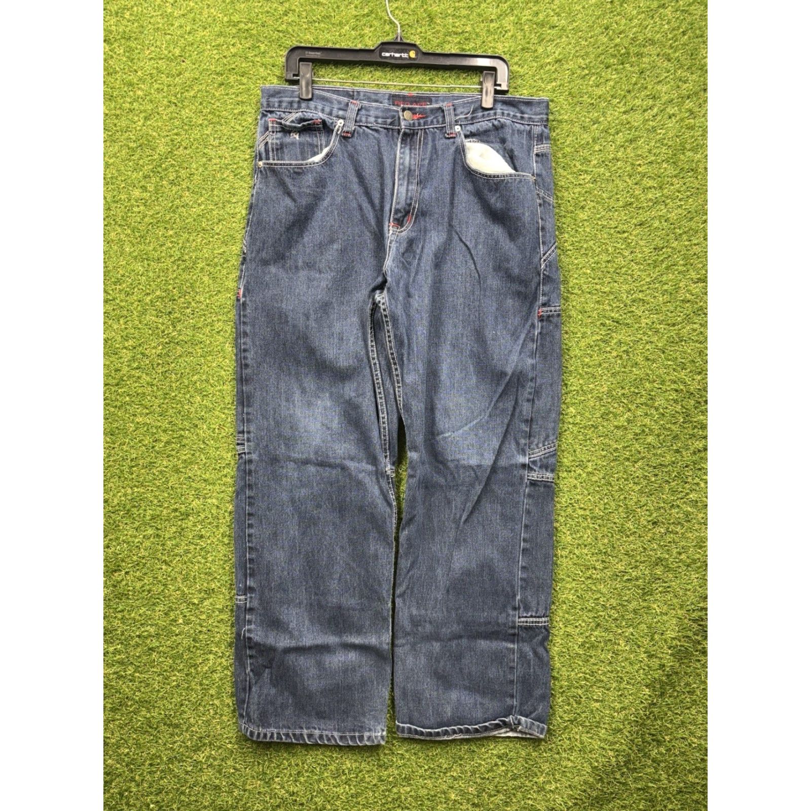 Vintage VINTAGE Red Ape Jeans Mens 36x32 Relaxed Fit 5-Pocket Denim Embroidered Grunge Y2K 90s Hip Hop Wide-Leg Jeans Mens Reg Blue Baggy 2000s Size US 36 / EU 52 - 2 Thumbnail