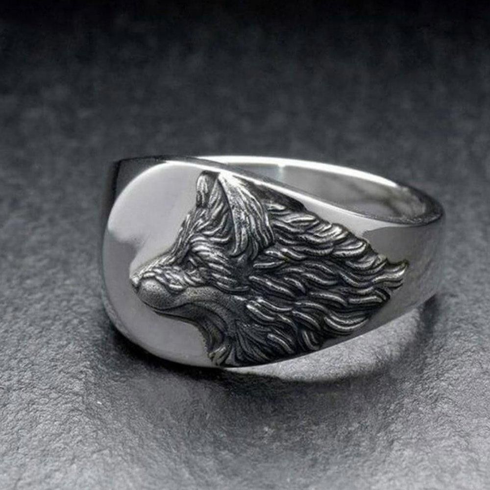 Designer 925 Sterling Silver Vintage Carved Wolf Head Ring - Size 8 Size ONE SIZE - 3 Thumbnail