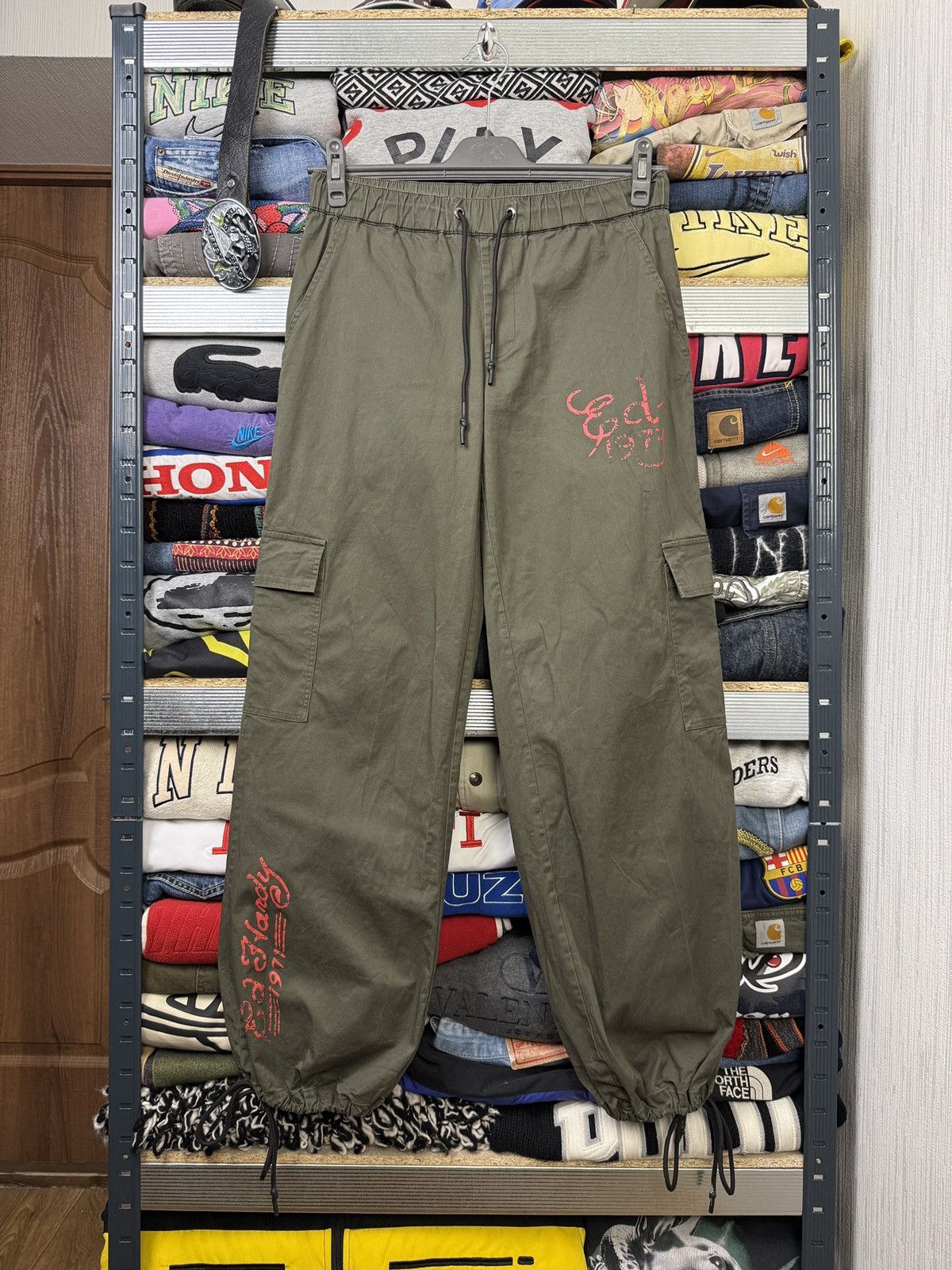 Christian Audigier Ed Hardy Cargo Pants Baggy joggers big Logo Drill Size US 32 / EU 48 - 2 Thumbnail