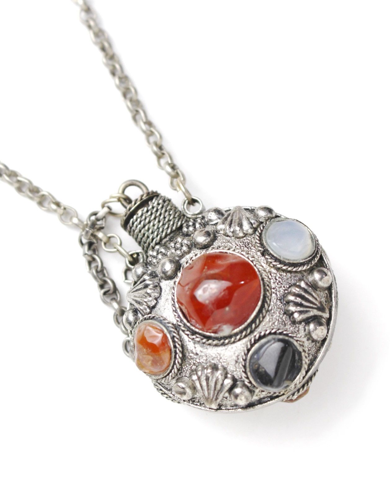 Vintage 1970S BOHEMIAN ORNATE PERFUME PENDANT NECKLACE WITH STONES Size ONE SIZE - 5 Thumbnail