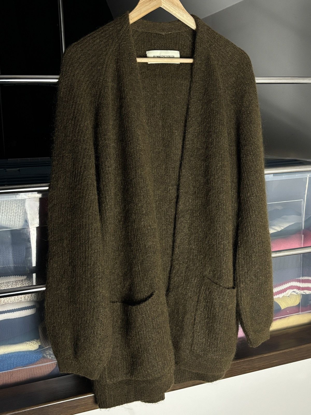 By Malene Birger By Malene Birger Wool Mohair Olive Oversize Cardigan Sweater Size S / US 4 / IT 40 - 2 Thumbnail