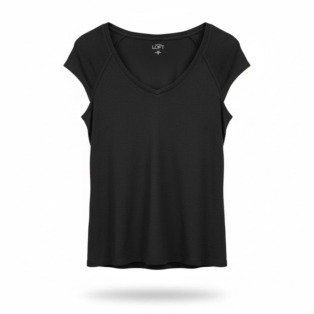 Loft LOFT Women’s Small Black Sheer Blouse Cap Sleeve Scoop Neck Size S / US 4 / IT 40 - 1 Thumbnail