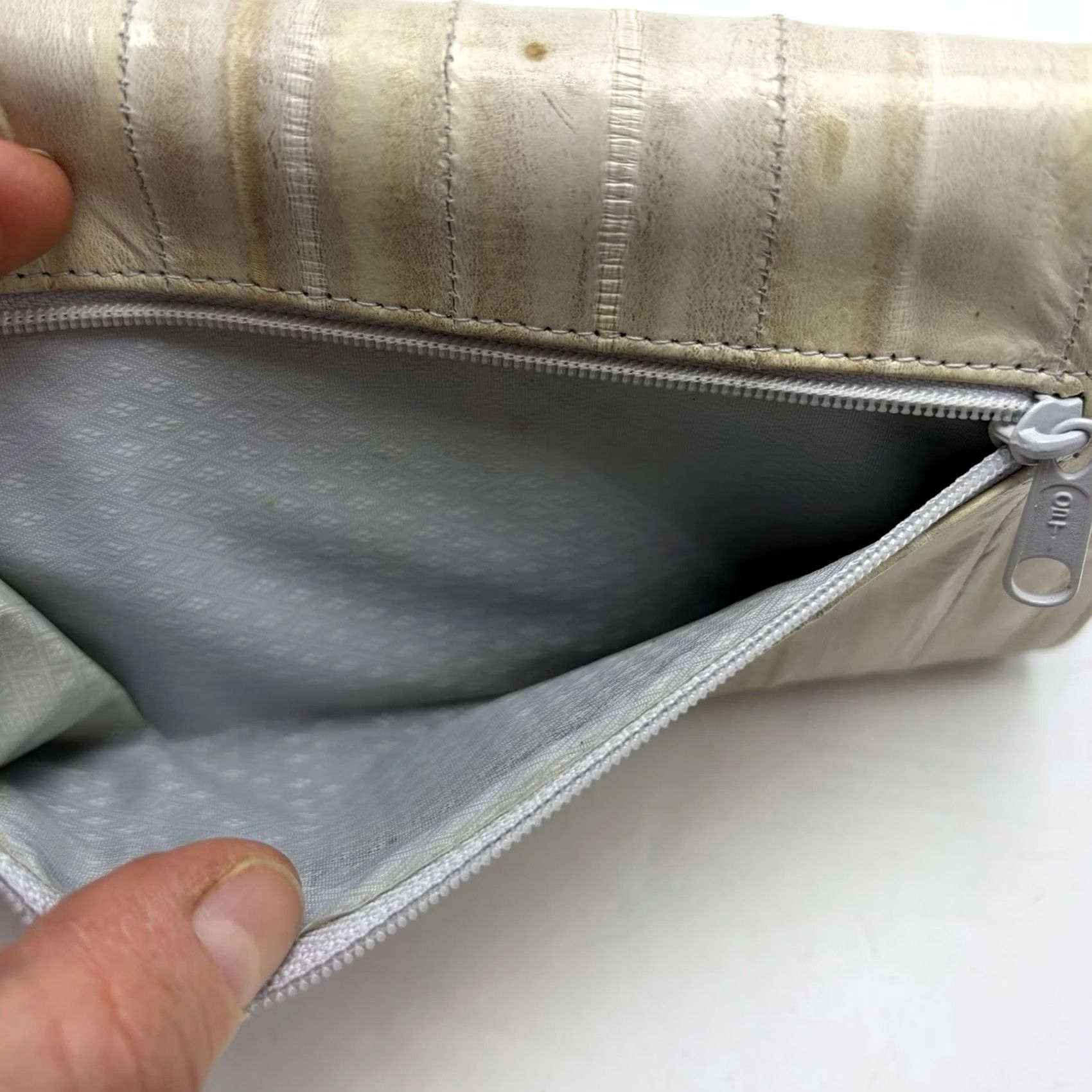 Skin VINTAGE Lee Sands Wallet Woman Ivory Eel Skin Tri Fold Credit Card Leather Folding Size ONE SIZE - 3 Thumbnail