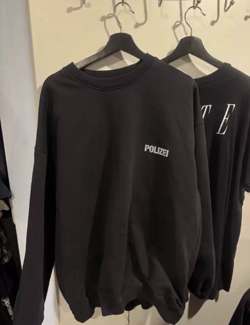 image of Vetements Polizei Crewneck in Black, Men's (Size XL)