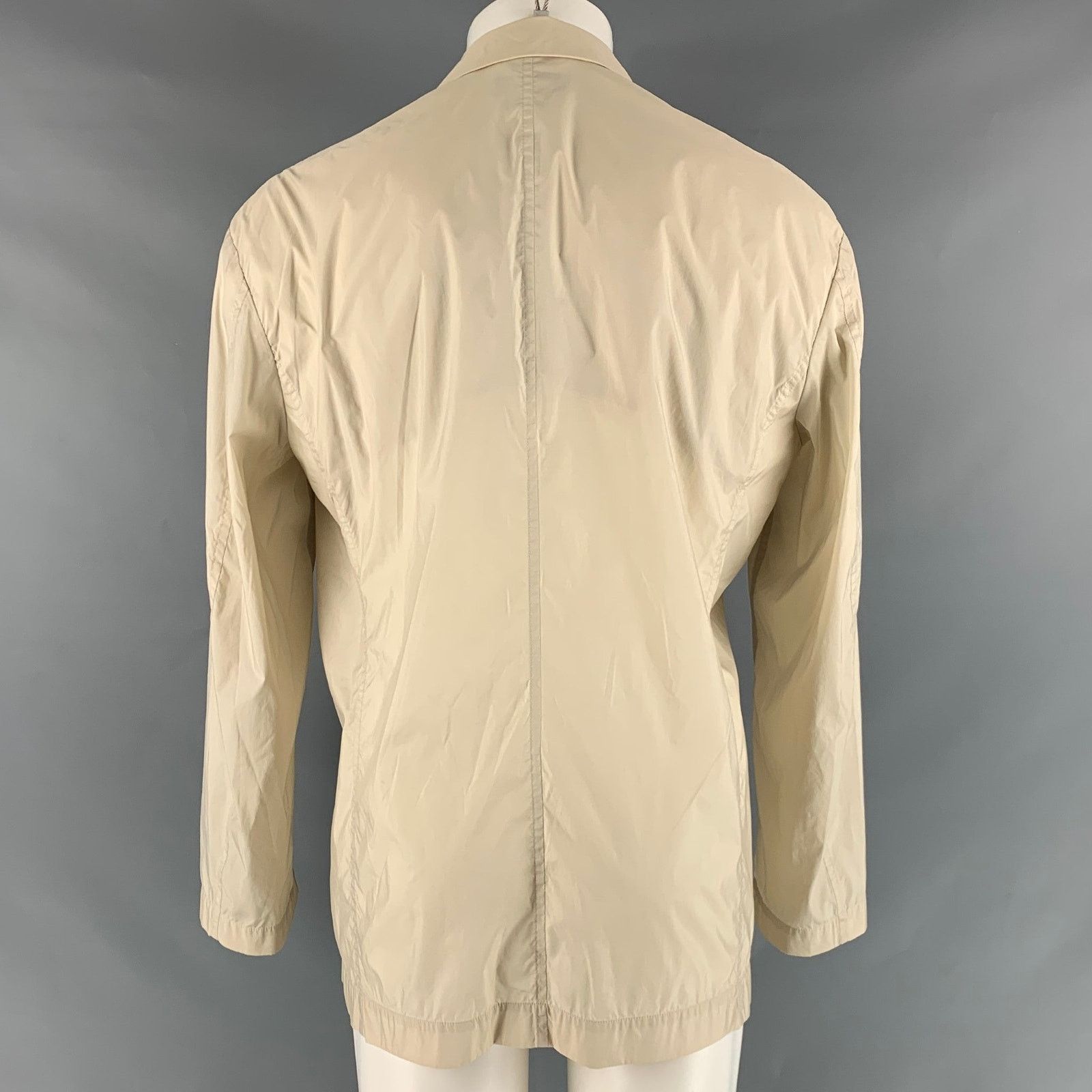 Issey Miyake ISSEY MIYAKE Size 40 Beige Solid Nylon Notch Lapel Jacket Size US XXS / EU 40 - 3 Thumbnail