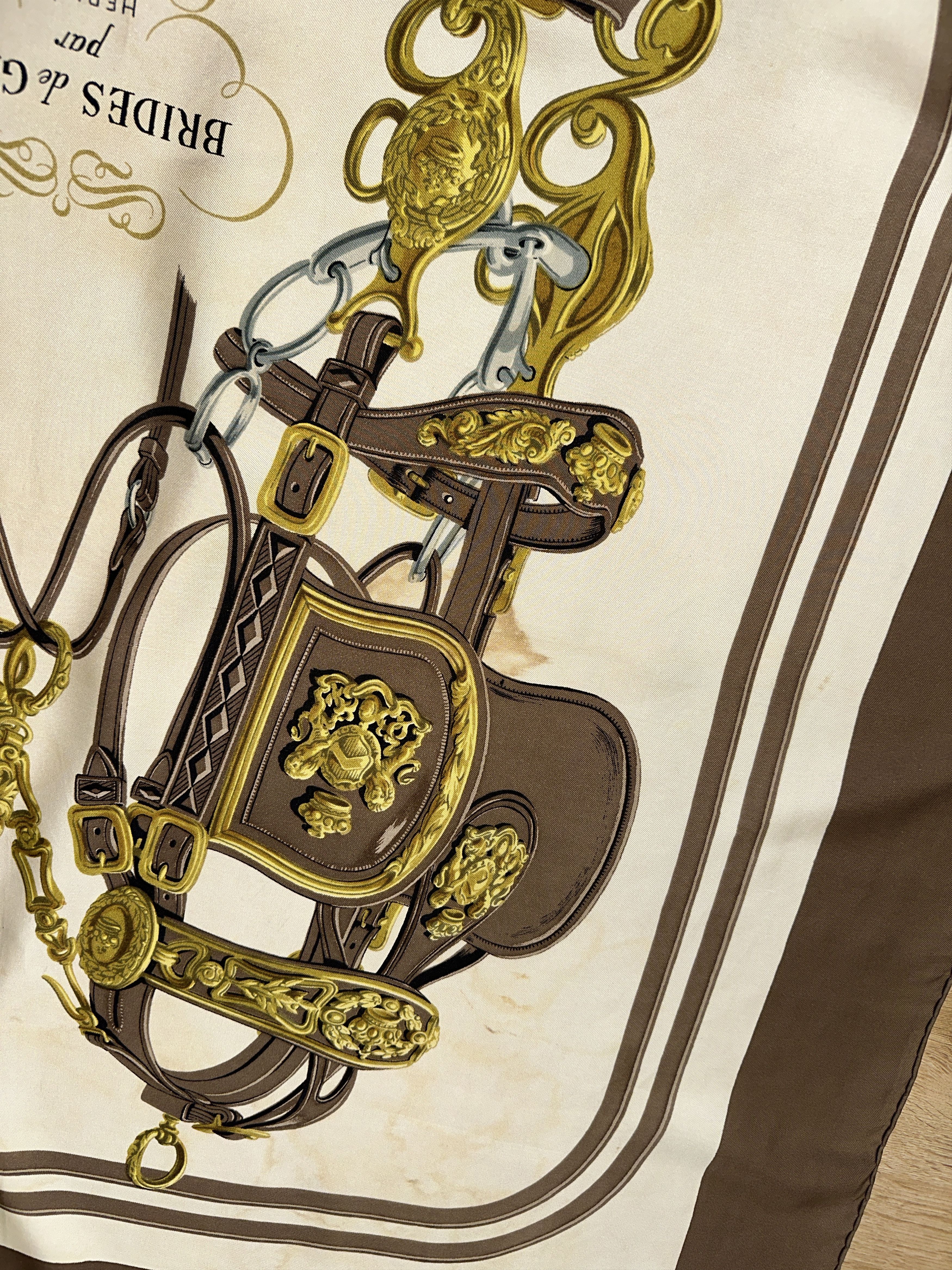 Hermes Hermès Brides de Gala Silk Scarf 90cm Brown Gold France Size ONE SIZE - 9 Thumbnail