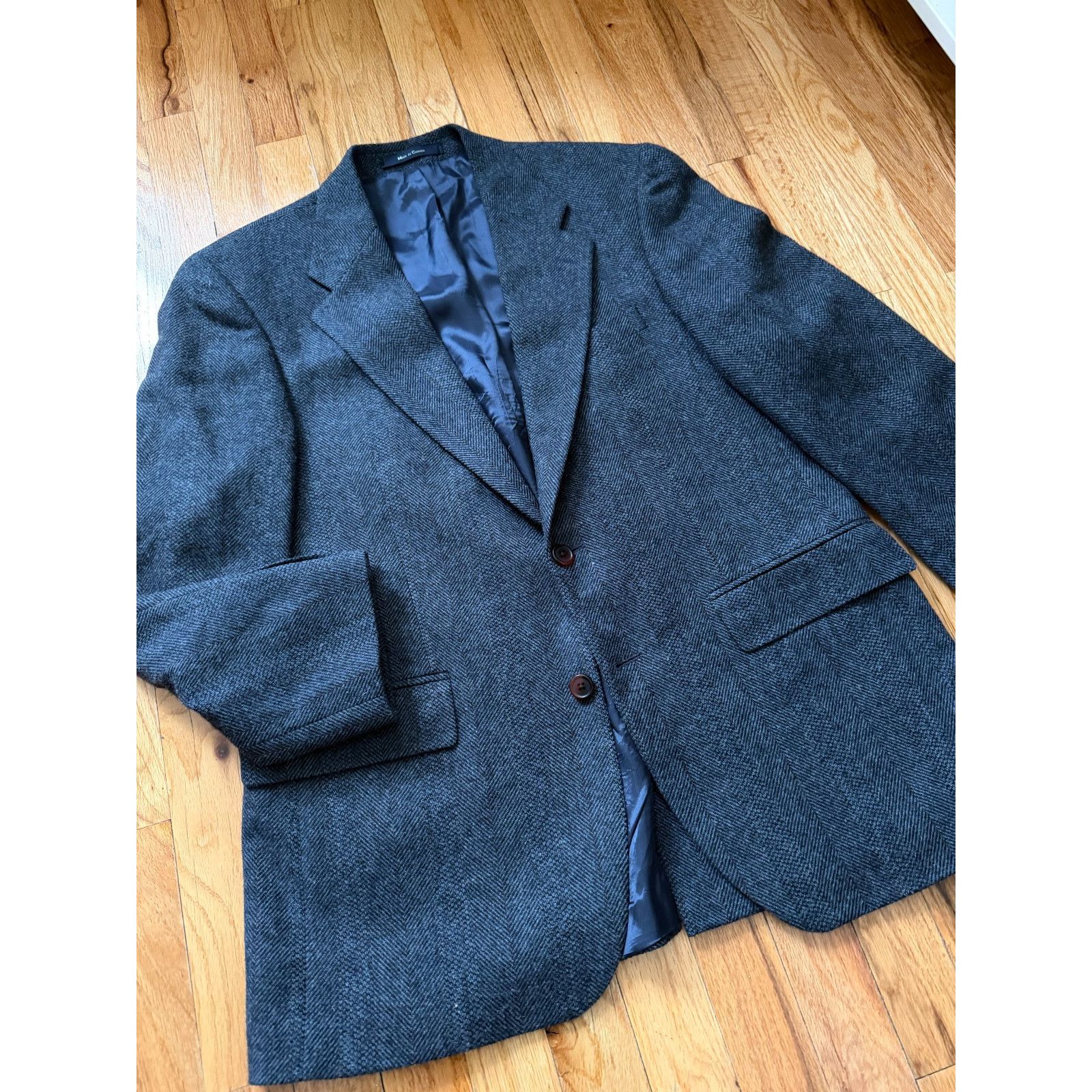 Chaps Ralph Lauren Ralph Lauren Mens 40R Tweed Blazer Navy Herringbone Canada Size 40R - 1 Thumbnail