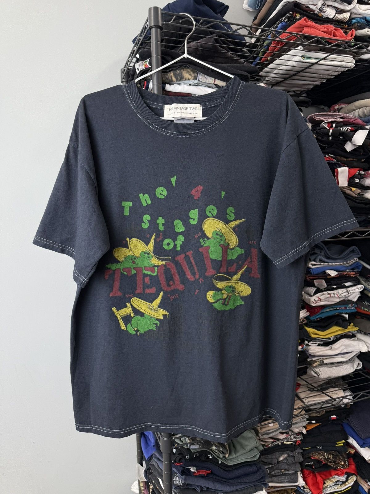 Vintage 00’s Vintage The 4 Stages Of Tequila T Shirt Cowboy Rare Size US L / EU 52-54 / 3 - 1 Thumbnail