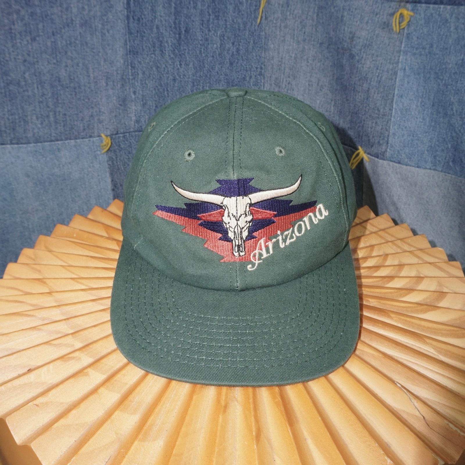 Vintage OSFA - Vintage Arizona Longhorn skull skeleton Aztec 90s hat Size ONE SIZE - 1 Thumbnail