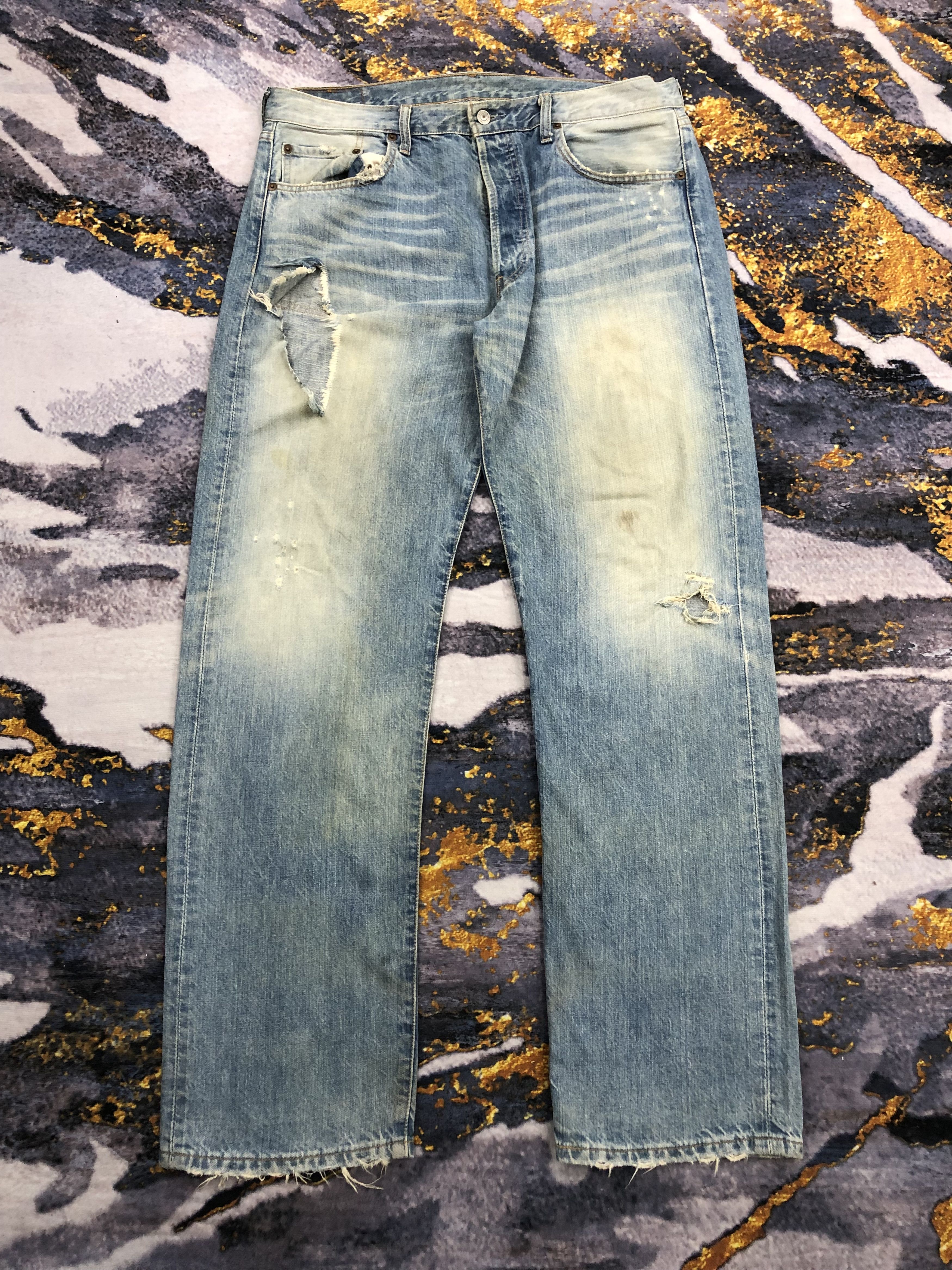 Levi's Vintage Levis 501 Distressed Faded Blue Jeans DPP0071 Size US 38 / EU 54 - 1 Thumbnail