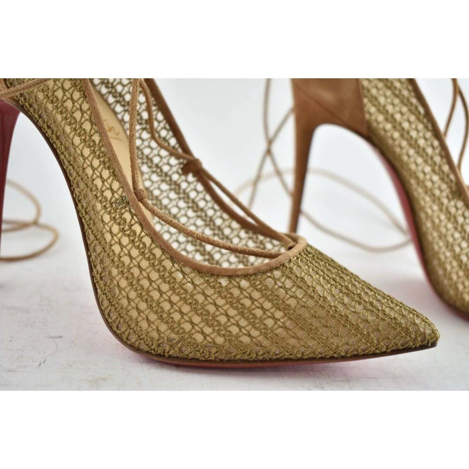 Christian Louboutin Peropik 100 Biscotto Brown Suede Lace Up Tie Heel Pump 37 Size US 7 / IT 37 - 5 Thumbnail