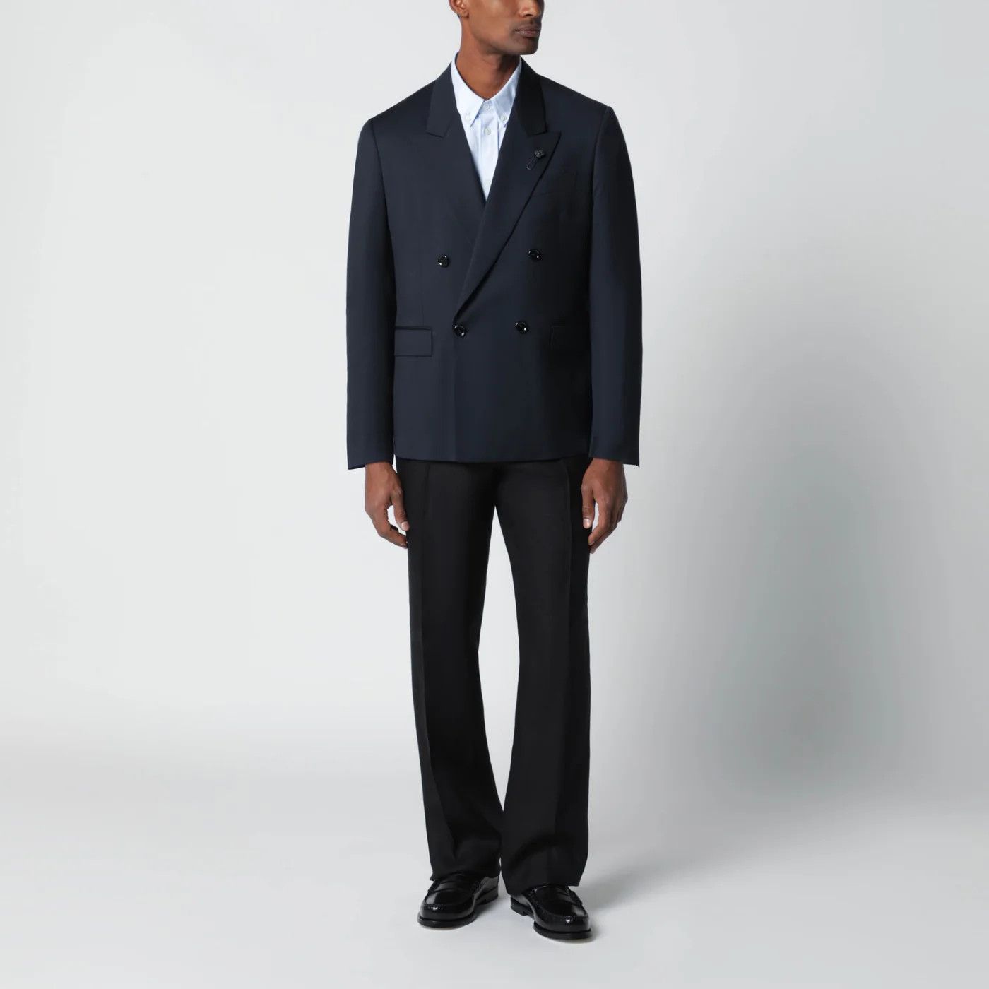 Lardini o1d2blof0526 Double-breasted Wool Jacket in Navy Blue Size US L / EU 52-54 / 3 - 2 Thumbnail
