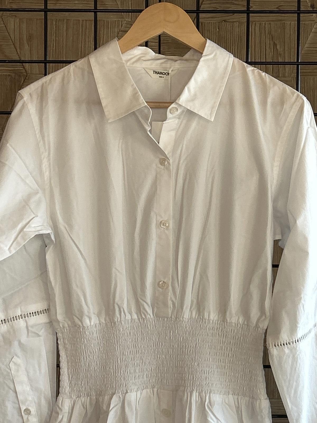 Designer NWT Thakoon White Maxi Dress 8 Smocked Waist Cottage Size M / US 6-8 / IT 42-44 - 2 Thumbnail