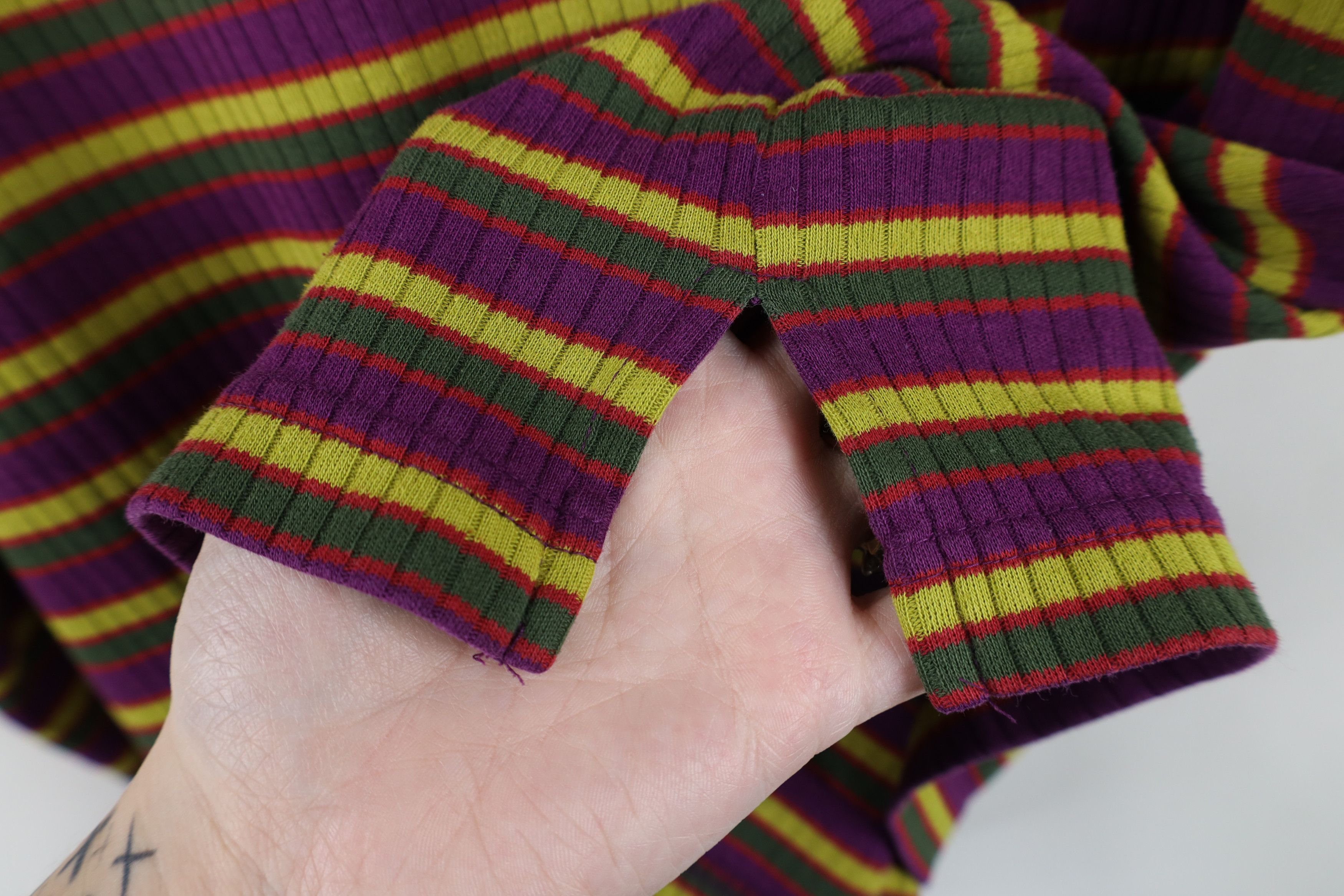 Vintage Vintage 90s Streetwear Striped Knit Mock Neck T-Shirt Size 3XL / US 20-22 - 6 Thumbnail