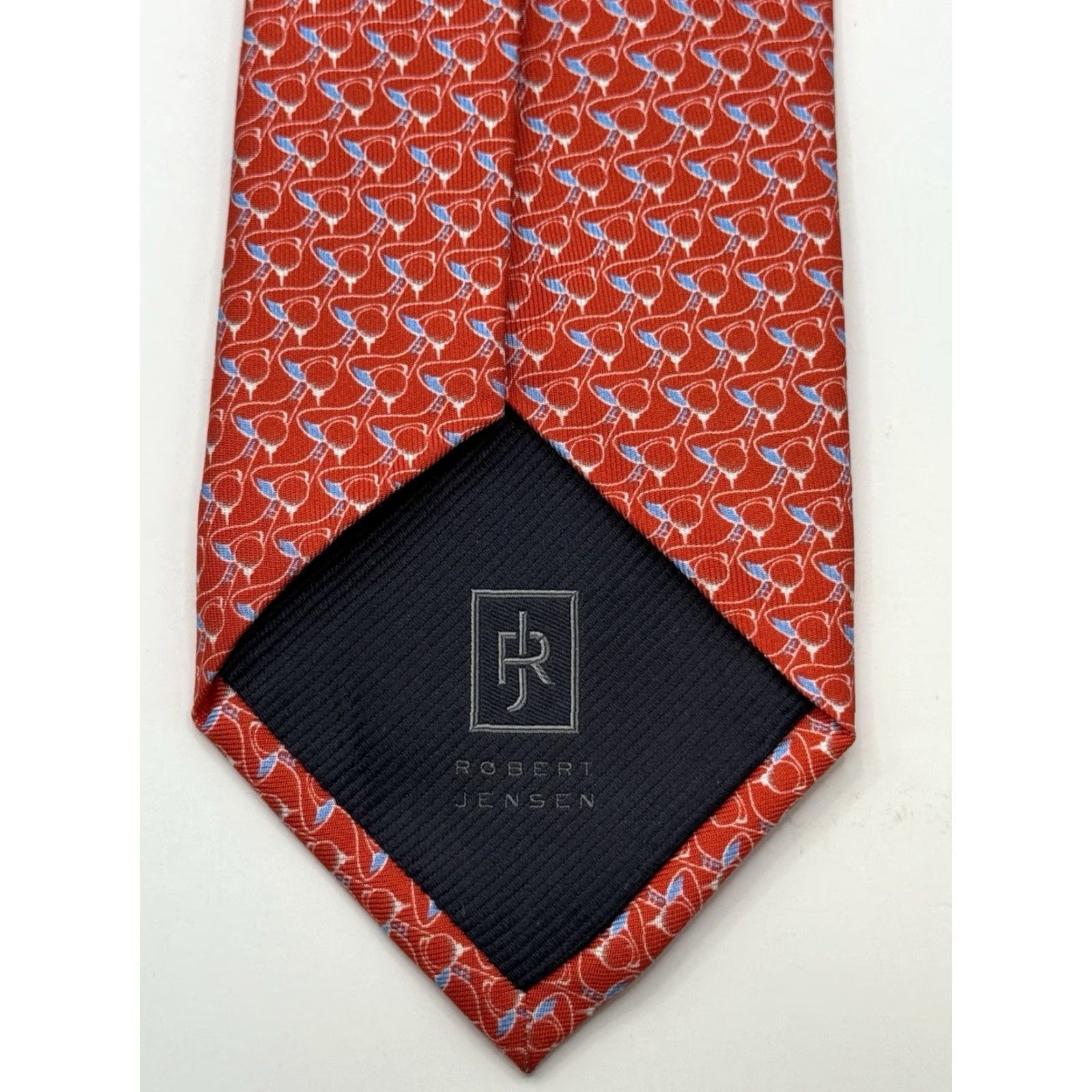 Vintage VINTAGE Robert Jensen Tie Red Geometric Pattern 100% Silk Hand Sewn Made In Italy Size ONE SIZE - 4 Thumbnail