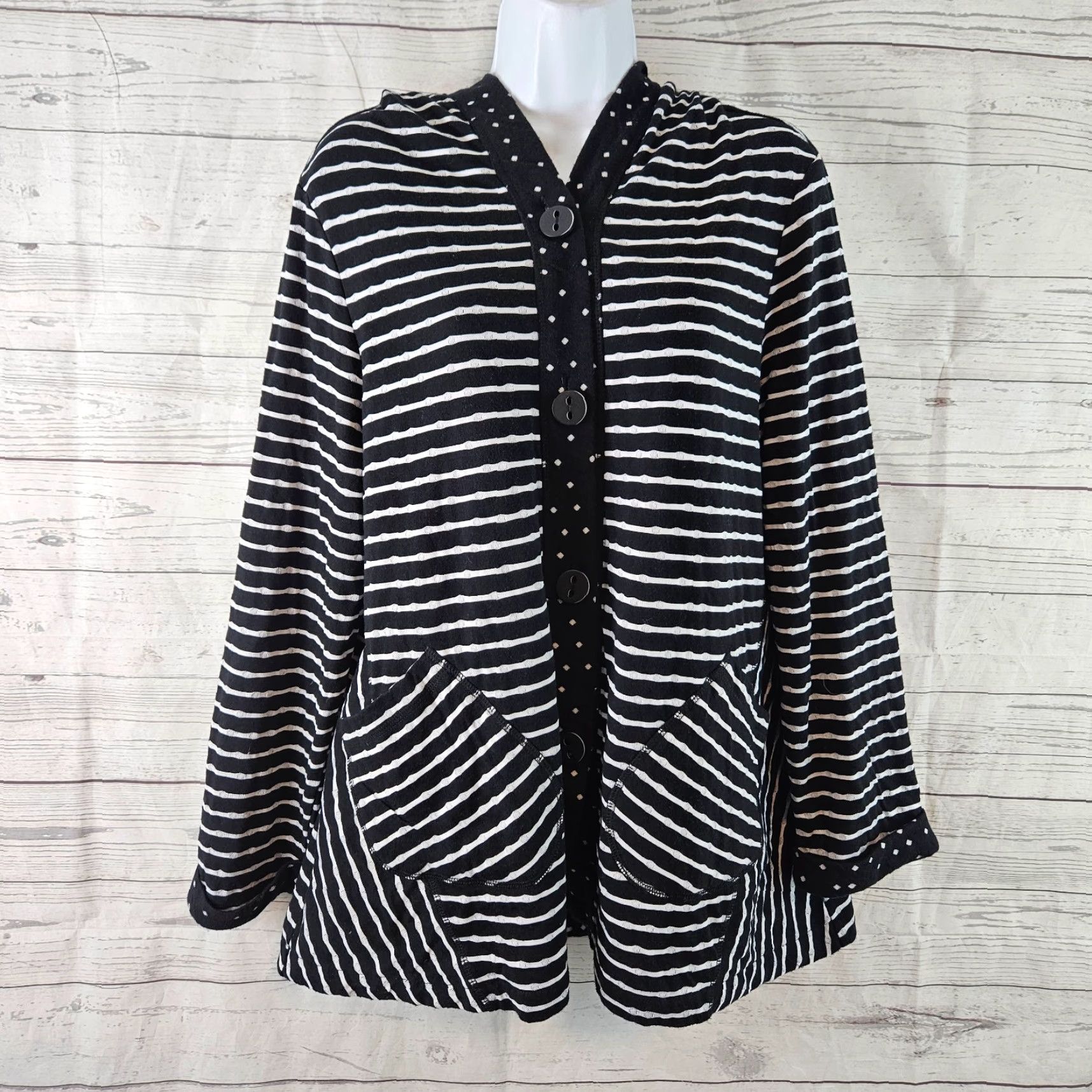 Habitat Habitat Hoodie Jacket Womens M Black Stripe Cotton Crew? Size M / US 6-8 / IT 42-44 - 2 Thumbnail