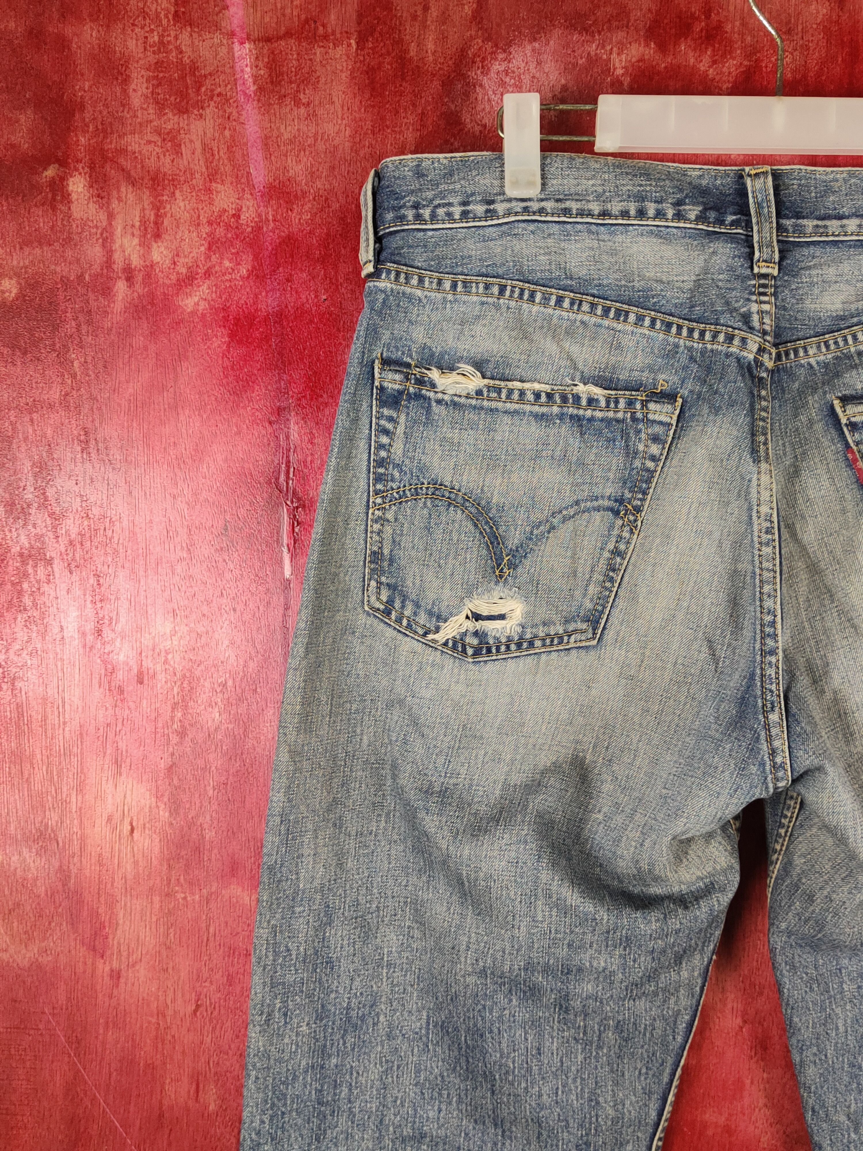 Levi's DL Levi's Blue Faded Distressed Ripped Jeans #S2308 Size US 34 / EU 50 - 8 Thumbnail
