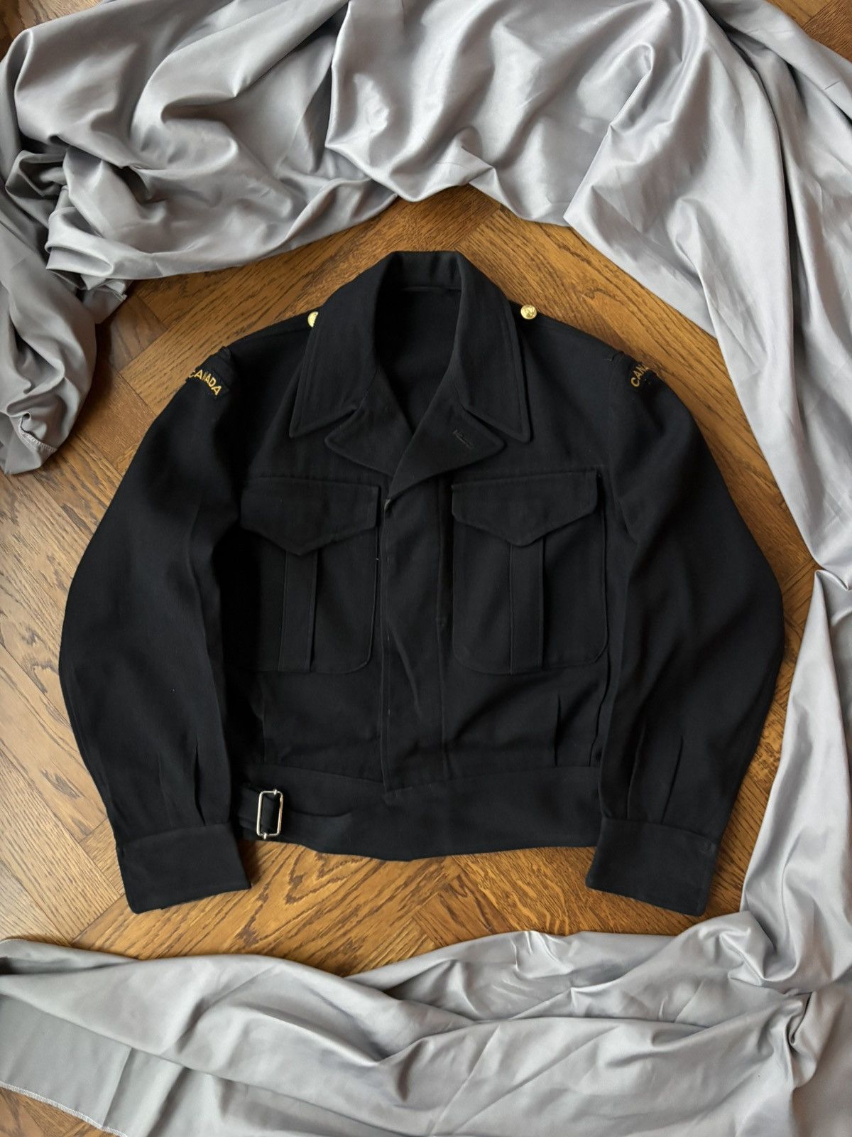 Vintage 1950s Battledress Jacket WW2 Cropped Military Wool Flight US Size US S / EU 44-46 / 1 - 2 Thumbnail