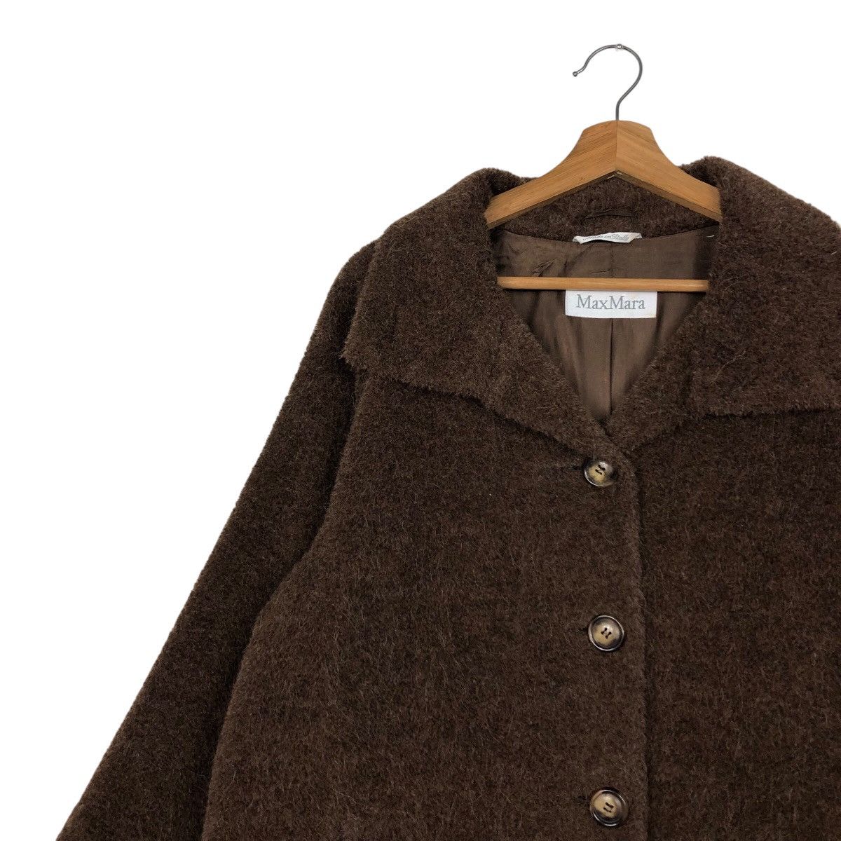 Vintage 📌Vintage Long Jacket Mohair Wool Fur Max Mara Double Breast Size US M / EU 48-50 / 2 - 8 Thumbnail
