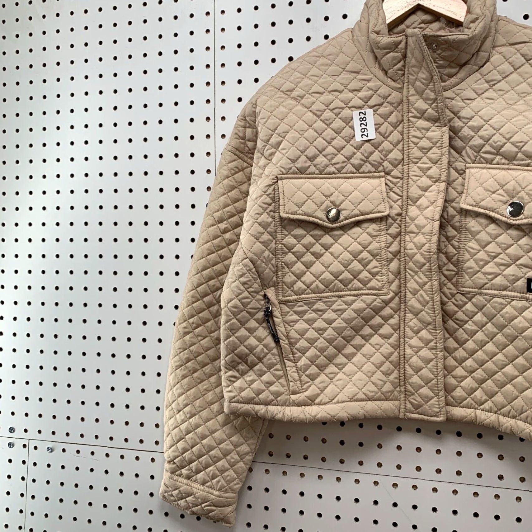 Hurley Hurley Quilted Full Zip Jacket Womens Large Beige Cropped 21x19.5 Size L / US 10 / IT 46 - 4 Thumbnail