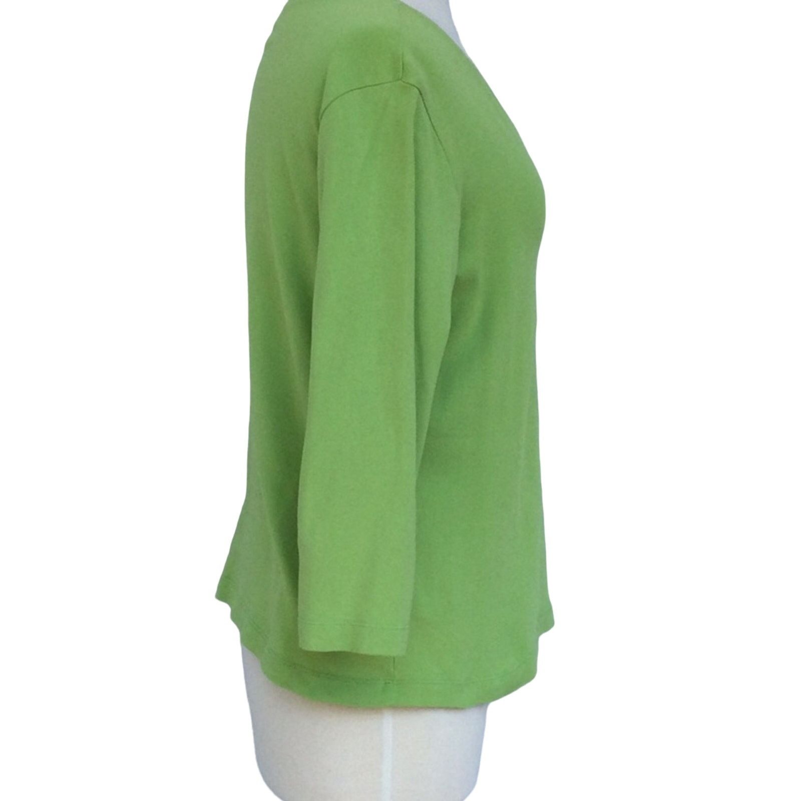 Chicos Chico's Lime Green 3/4 Sleeve V-neck T-shirt Size 2/L/12 Size L / US 10 / IT 46 - 4 Thumbnail