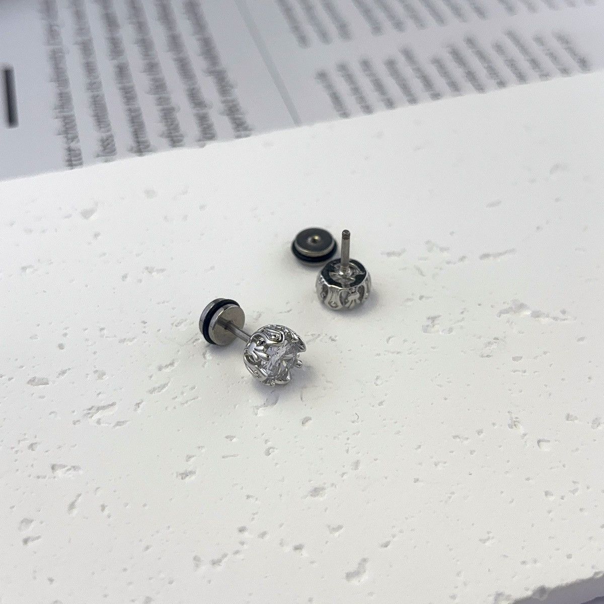 Other Stainless Steel Retro Vintage CZ Screw-Back Stud Earrings Size ONE SIZE - 3 Thumbnail