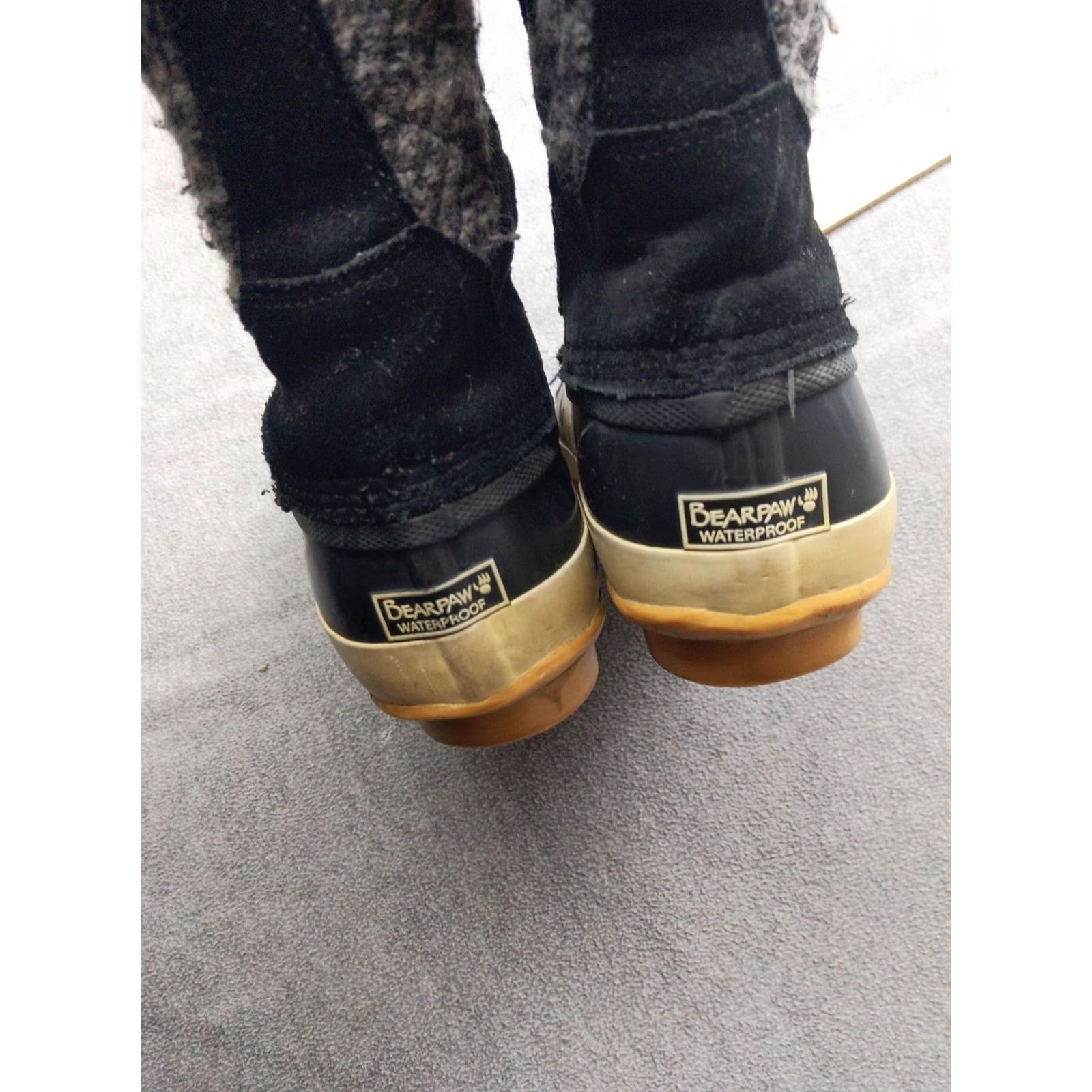Vintage BEARPAW Snow Boots Womens Size 11 42 Black Suede Mid-Calf Waterproof Snow Boot Winter Outdoor Lined Fur Trim Shoes Mens Womens Boys Girls Size US 11 / IT 41 - 5 Thumbnail